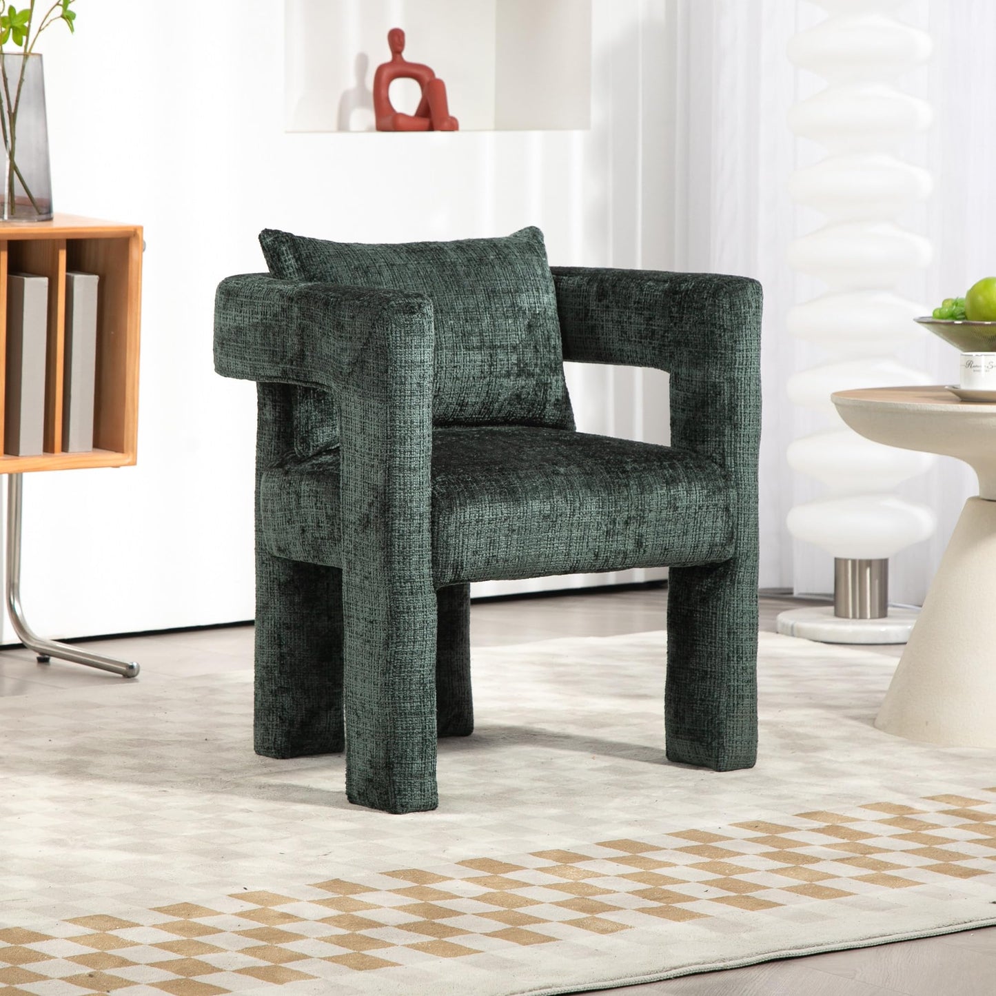 SHUGUANG Chenille Fauteuil de Loisirs, Fauteuil Salon Confortable Fauteuil Velours Utiliser Accoudoirs Creux, Chaise de Lecture avec Coussin Confortable en Vigueur Chambre à Coucher, Salon