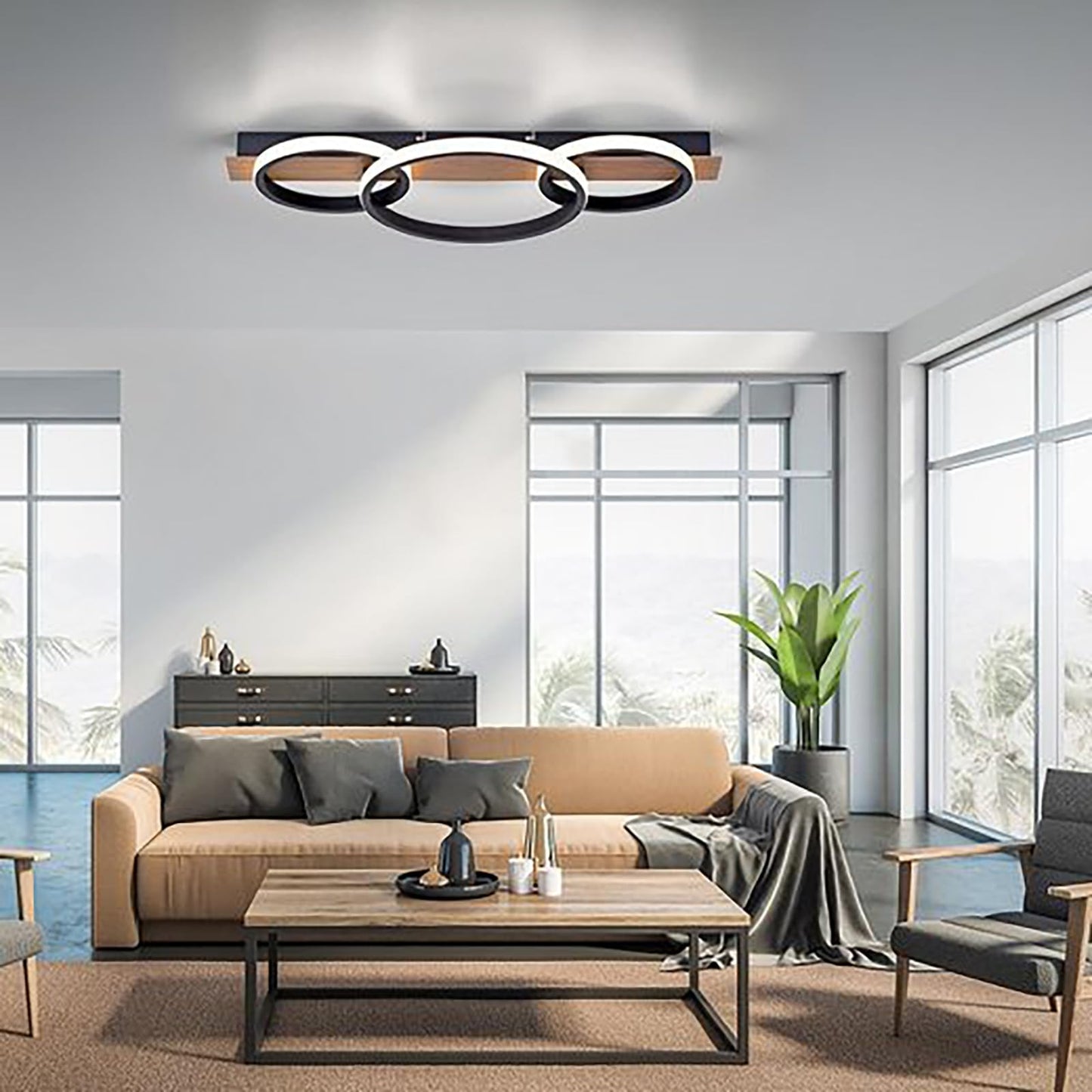 36W Plafonnier LED Dimmable, Luminaire Plafonnier avec Télécommande, Éclairage de Plafond Rond, Plafonnier pour Salle de Bain Chambre Salon Cuisine Couloir