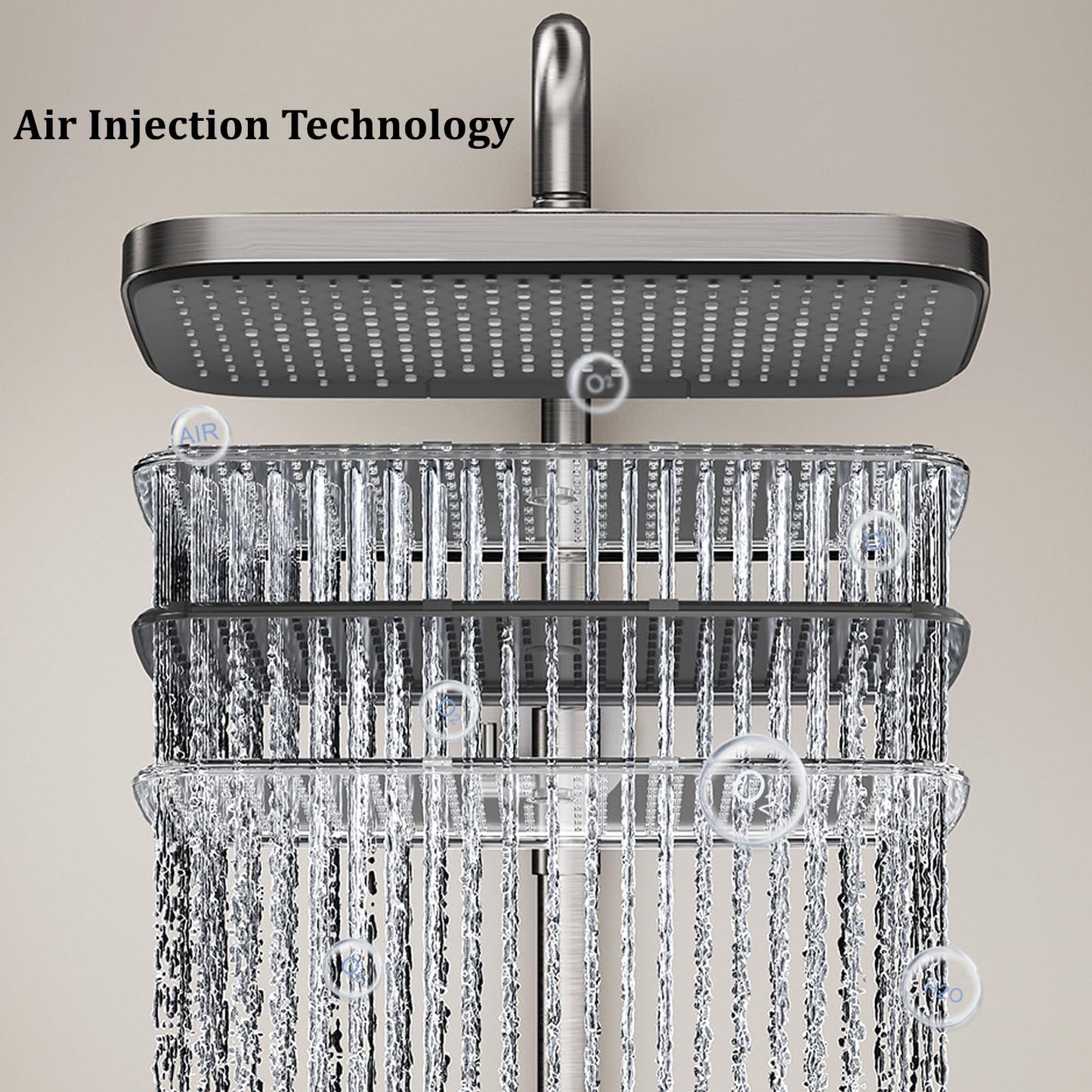Colonne de Douche Thermostatique Colonne Douche Salle de Bain Affichage Numérique Colonne de Douche avec Mitigeur, Gris Pistolet Hauteur RéGlable Ensemble de Douche avec Douchette