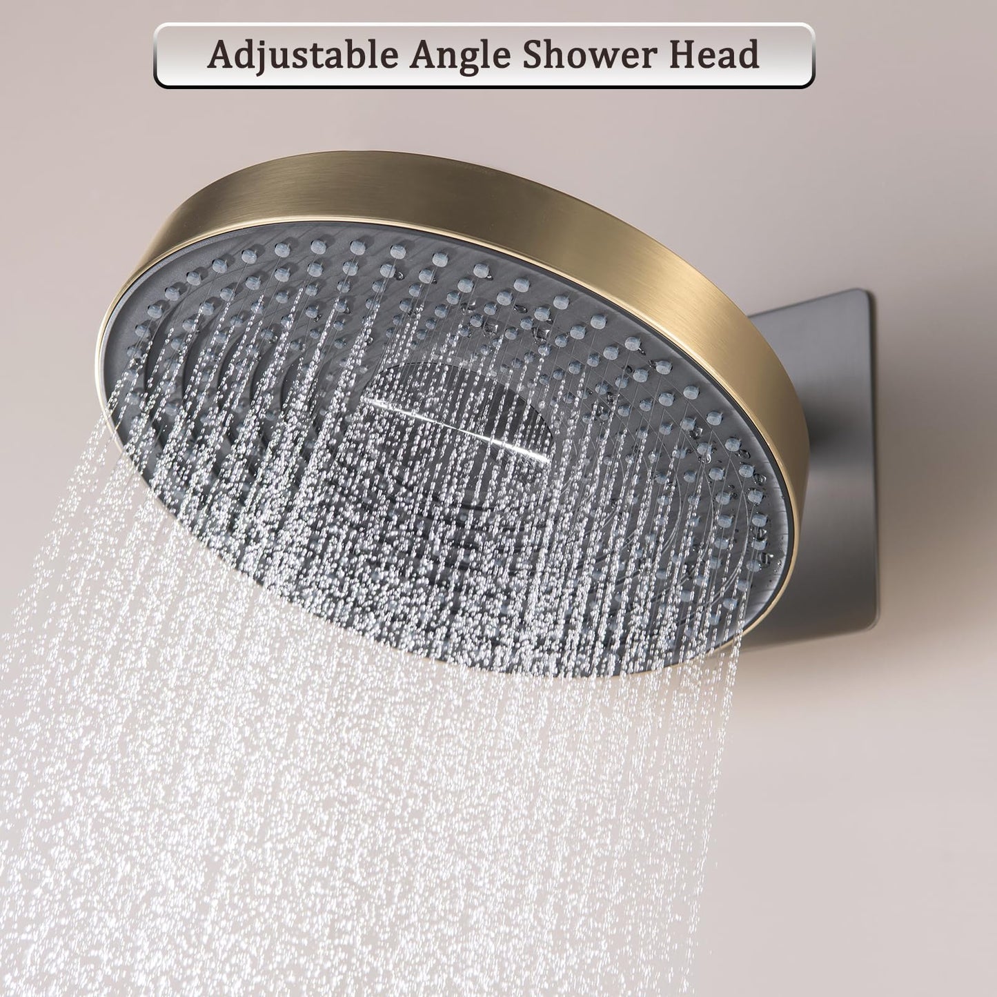 Colonne de Douche Thermostatique, Gris Pistolet et Or Brossé Colonne Douche Encastrable 2 Fonctions Ensemble de Douche Mural Kit de Douche avec Pommeau de Douche et Douchette