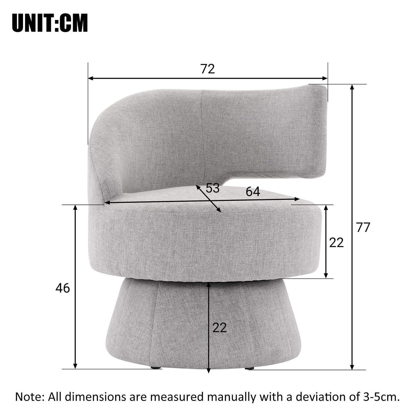 Gris Chaise de Pivotant, Fauteuil Crapaud utiliser Artisanat en Tissu, Fauteuil Salon Peut Pivoter à 360 Degrés, Conception simple Fauteuil Chambre Pivotant En Vigueur Chambre à Coucher, Salon,