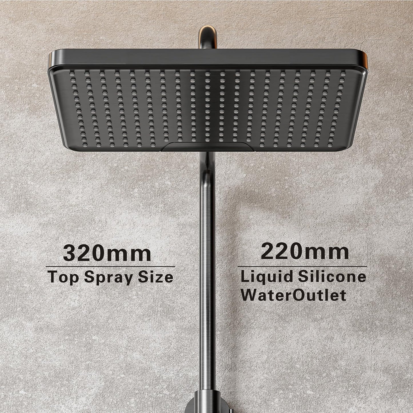 Colonne De Douche Thermostatique Ensemble De Douche Mural 4 Fonctions Avec Pommeau De Douche 32x22cm, Douchettes à Main, Robinets De Baignoire à Cascade Et PulvéRisateurs De Bidet(Gris Pistolet)