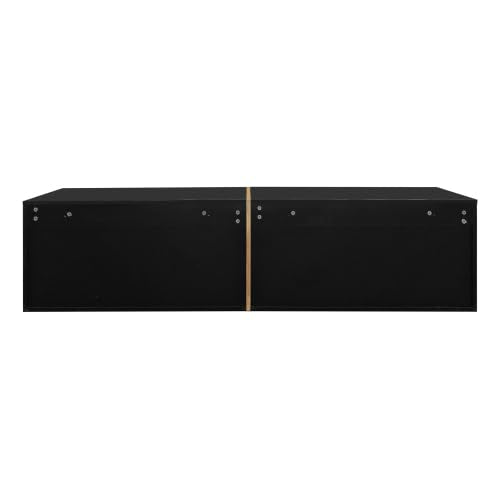Meuble TV, Meuble TV Noir Suspendu/Autonome, Banc TV avec Rangement combiné, Meuble TV Mural, Table TV, Meuble TV de Salon, Peut accueillir 60-69 Pouces, Taille du Meuble TV 172cmx35cmx40cm