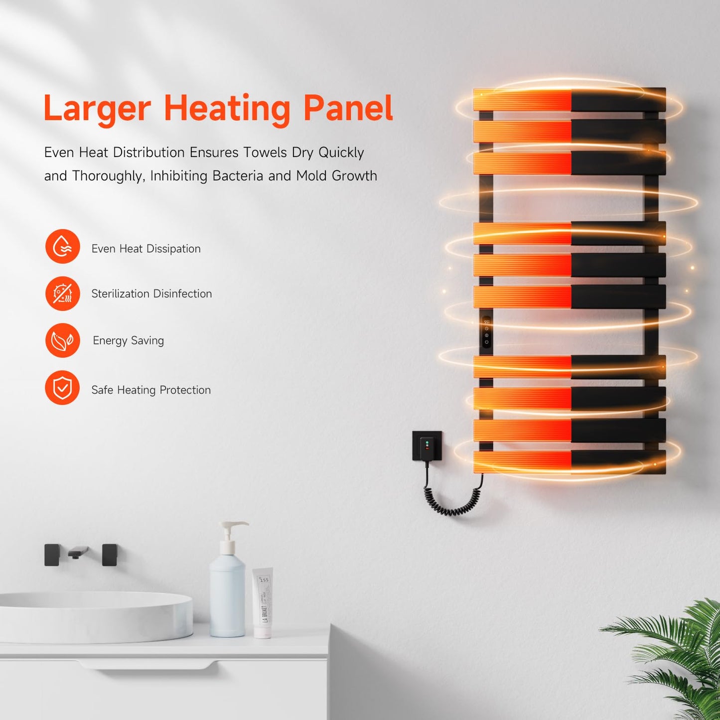 OihPaw Sèche-serviette électrique 1100x550mm 446W WIFI Porte-Serviettes électrique - Fonction de synchronisation