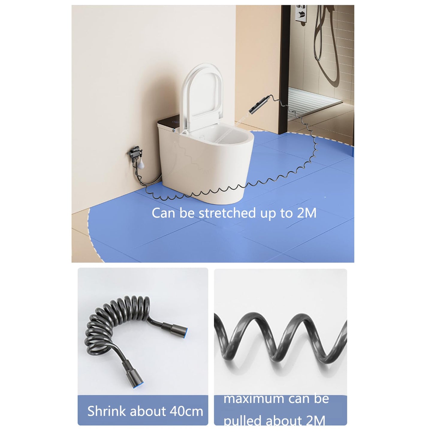 Kit Douchette Wc, Pulvérisateur De Douche, 2 Mode Pulverisateur a Main, Ensemble De Douche Bidet Avec 1-in-2-out Interrupteur À Double Commande Laiton Valve G1/2" Pour L'hygiène Personnelle