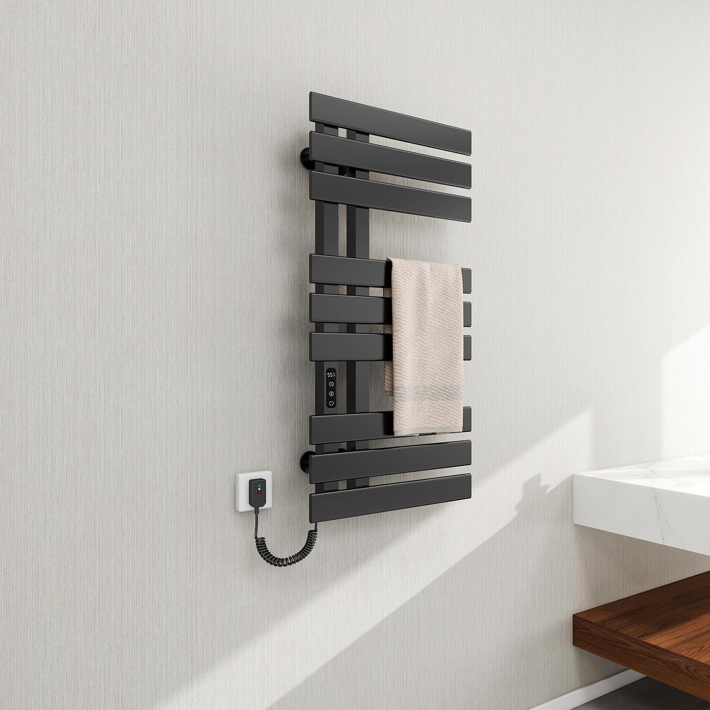 OihPaw Sèche-serviette électrique,Porte-Serviettes électrique,Chauffe-Serviettes Intelligent à Température Constante,Seche Serviette Electrique,Température Réglable, économie d'énergie