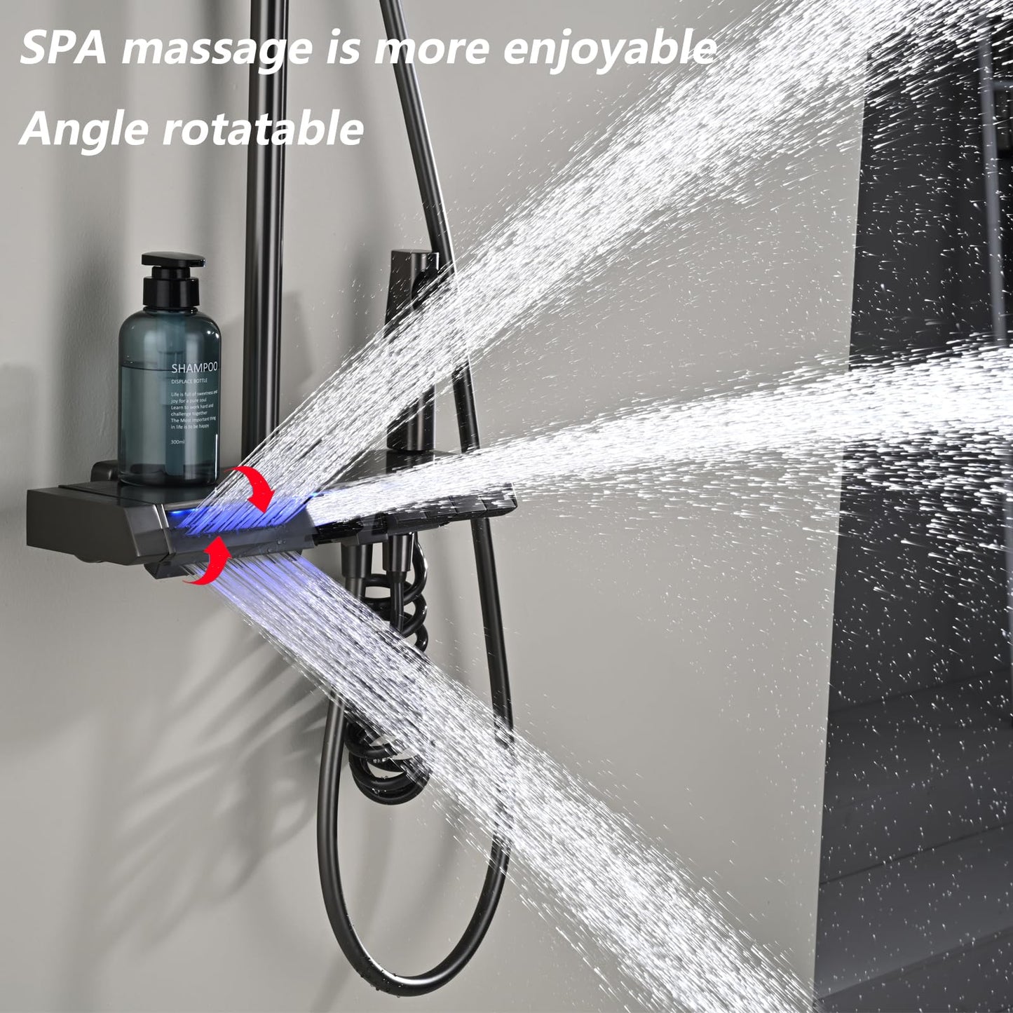 OihPaw Colonne De Douche Thermostatique Gris Ensemble de Douche 5 Fonctions Système de Douche avec Affichage Numérique LED, Douche de Tête 30x20CM, Pommeau Douche 3 Modes