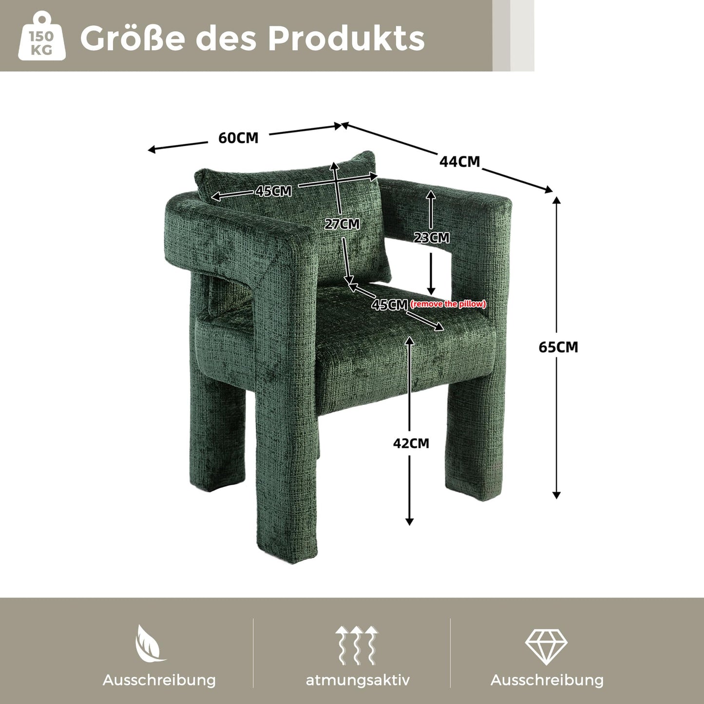 SHUGUANG Chenille Fauteuil de Loisirs, Fauteuil Salon Confortable Fauteuil Velours Utiliser Accoudoirs Creux, Chaise de Lecture avec Coussin Confortable en Vigueur Chambre à Coucher, Salon