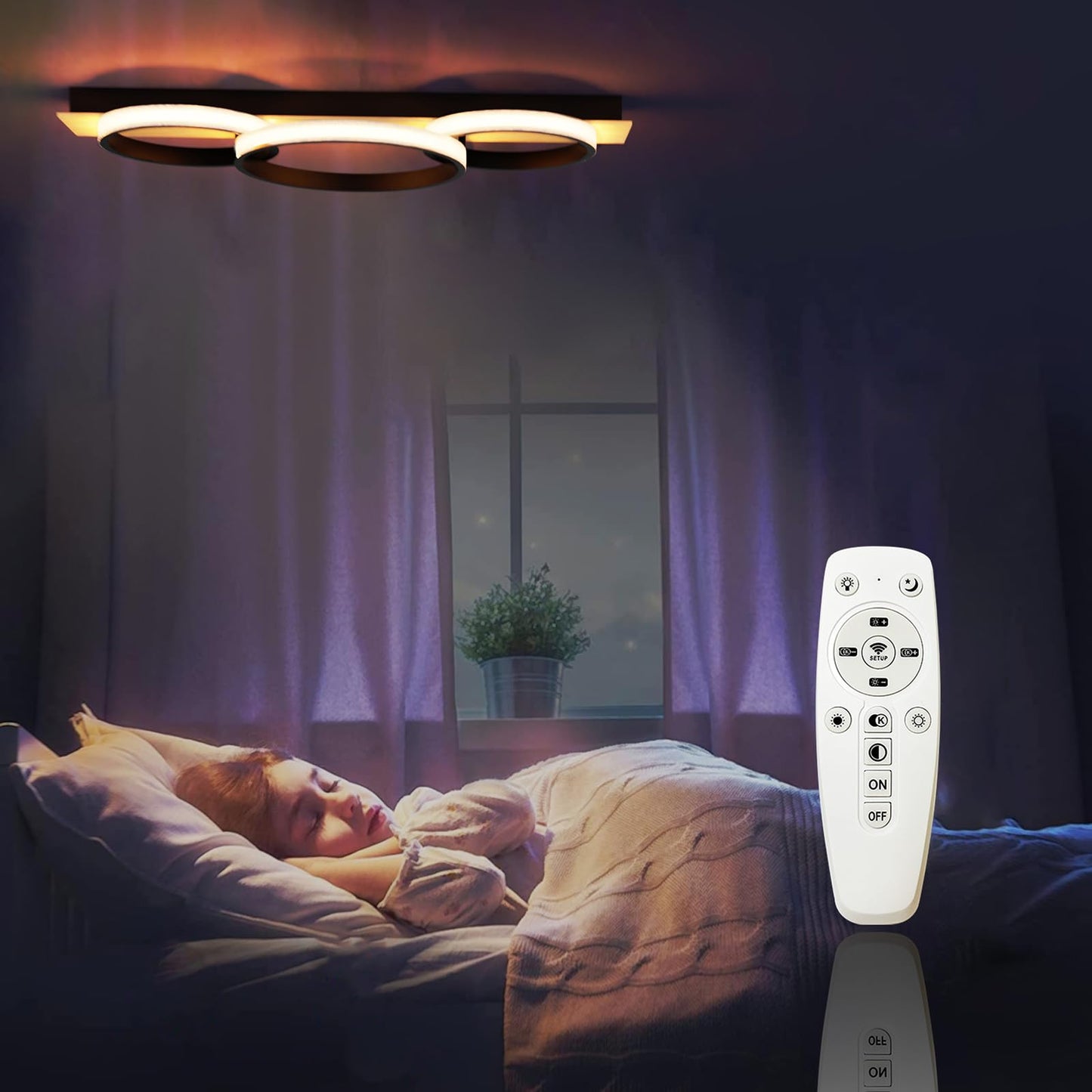 36W Plafonnier LED Dimmable, Luminaire Plafonnier avec Télécommande, Éclairage de Plafond Rond, Plafonnier pour Salle de Bain Chambre Salon Cuisine Couloir