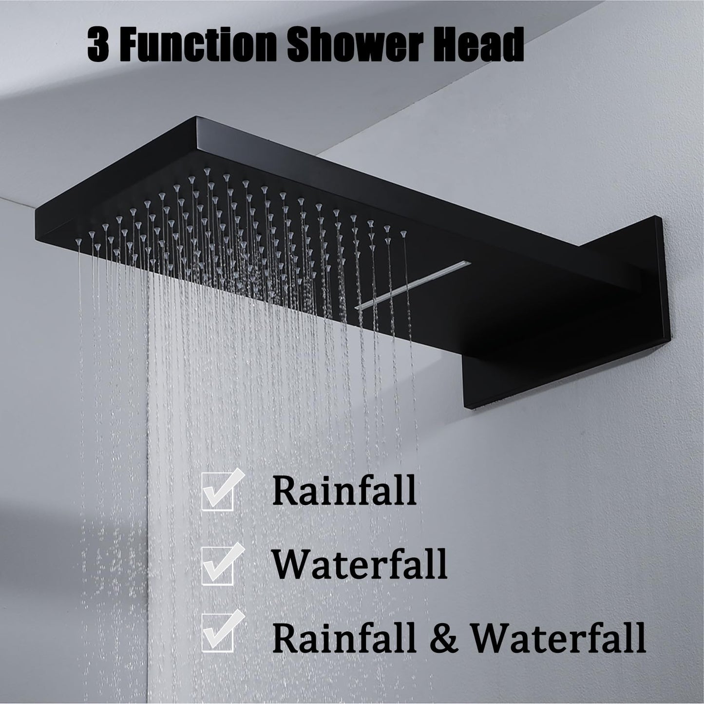 Colonne de Douche Thermostatique Colonne Douche Salle de Bain Colonne Douche Encastrable Noir Ensemble de Douche Affichage Numérique Système de Douche avec Tête de Douche, Douchette