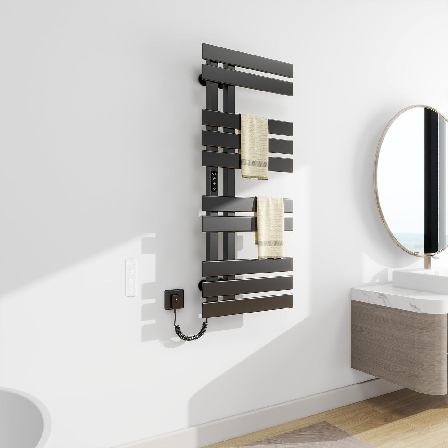 OihPaw Sèche-serviette électrique,Porte-Serviettes électrique, Chauffe-Serviettes Intelligent à Température Constante, Température Réglable - G576