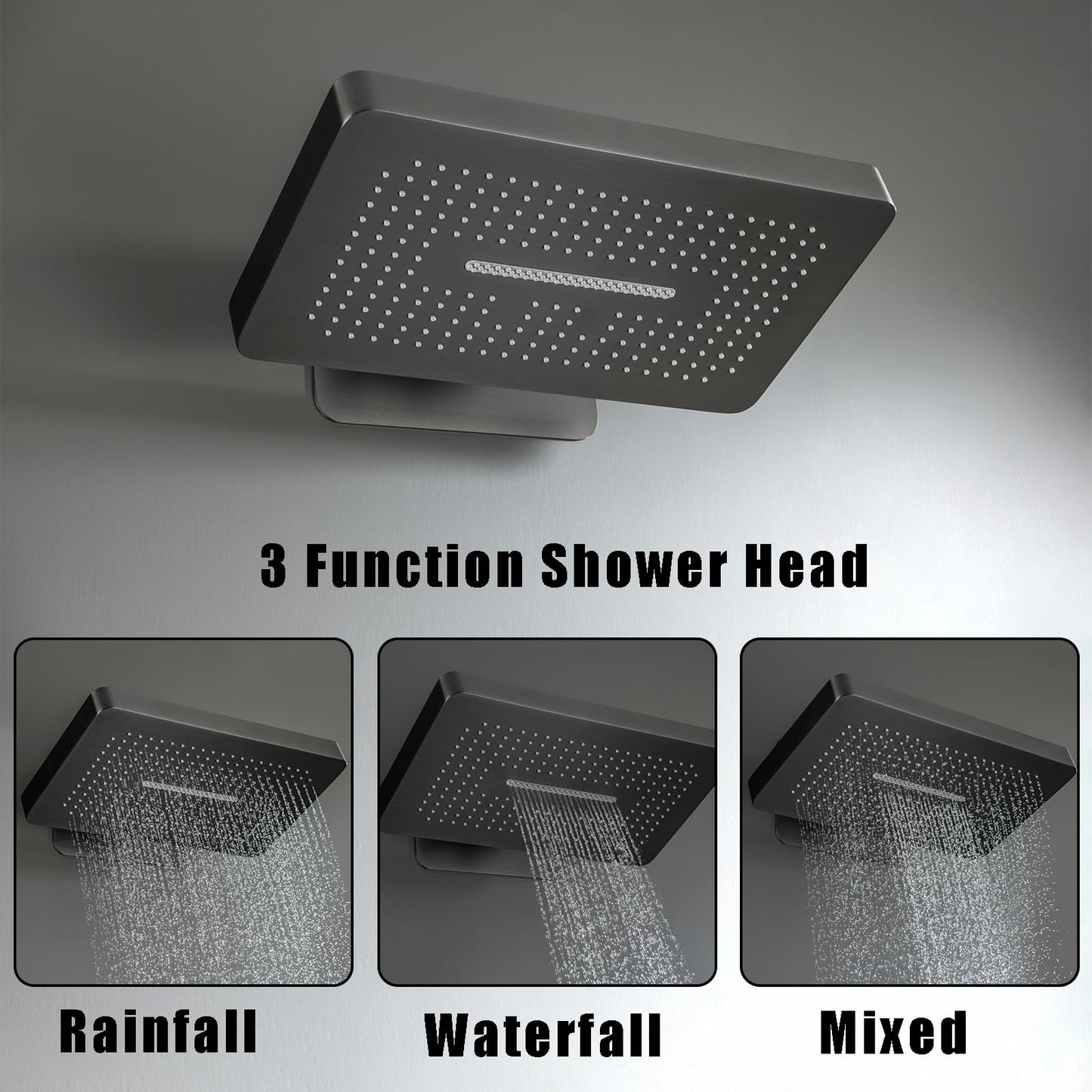 OihPaw Colonne de Douche Thermostatique Douche Encastrable Affichage Numérique Colonne de Douche Encastrable Gris Pistolet Ensemble de Douche avec Pommeau de Douche,Douchette