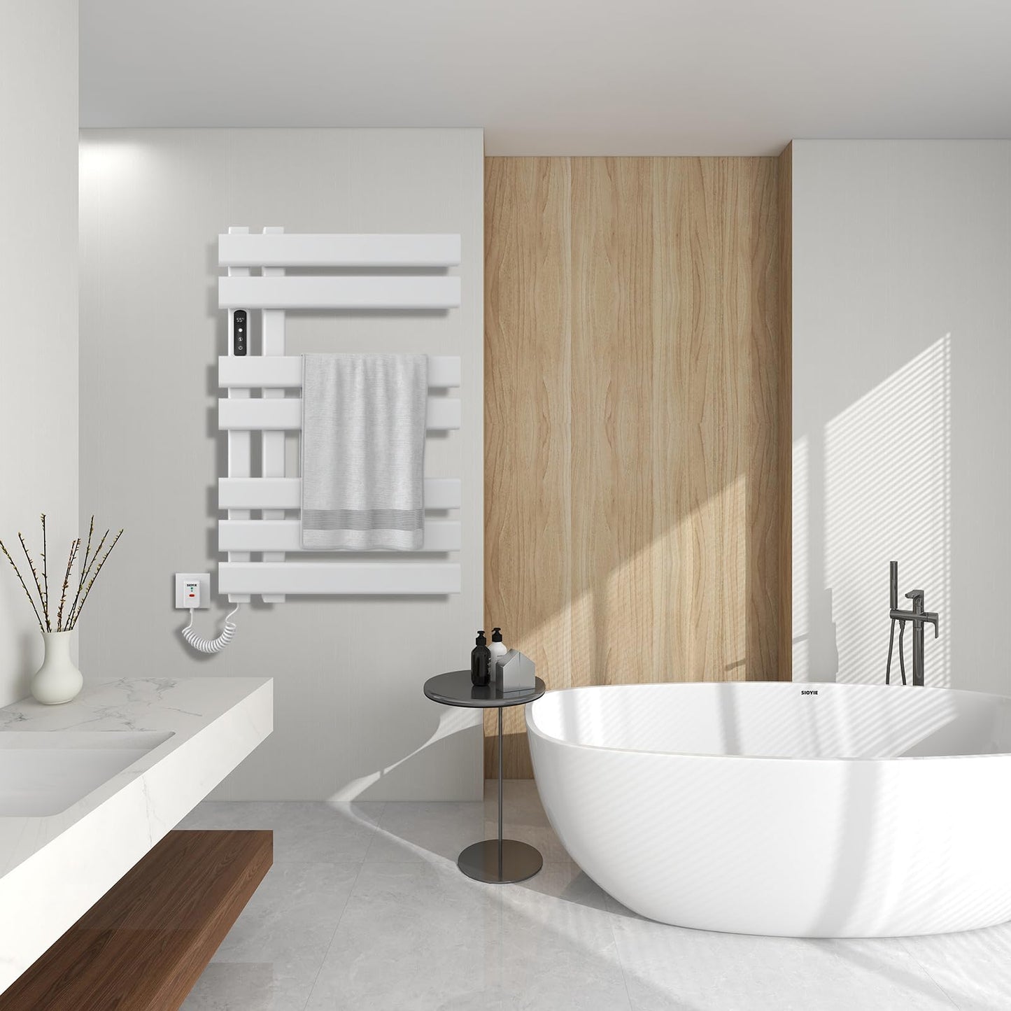OihPaw Sèche-serviette électrique,450mm×720mm Porte-Serviettes électrique, Chauffe Serviette Salle de Bain, 235W, IPX5 étanche, Économie d'énergie