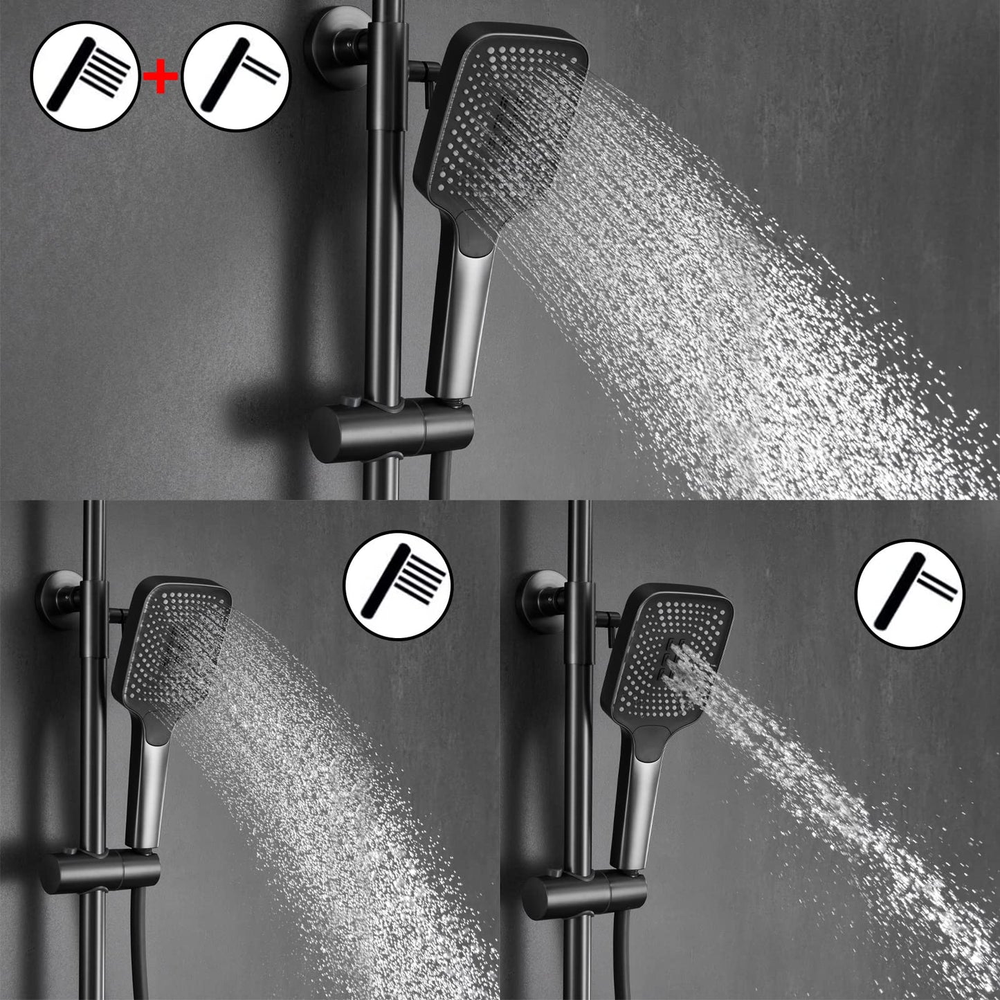 Colonne de Douche avec Mitigeur, Système de Douche avec Affichage Numérique LED Ensemble de Douche avec 32 * 20CM Pomme de Douche e Douchette à 3 Modes,Bec Baignoire