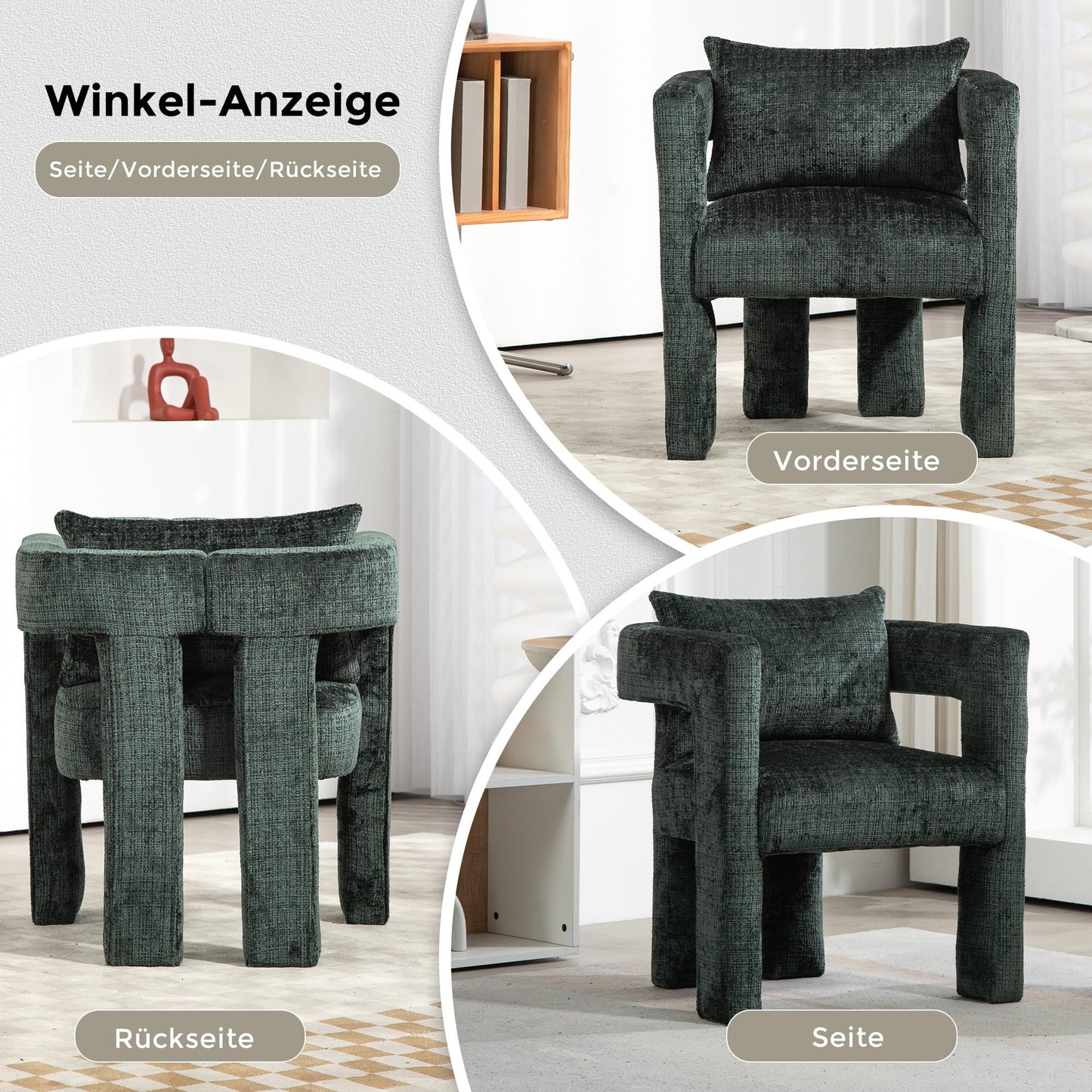 SHUGUANG Chenille Fauteuil de Loisirs, Fauteuil Salon Confortable Fauteuil Velours Utiliser Accoudoirs Creux, Chaise de Lecture avec Coussin Confortable en Vigueur Chambre à Coucher, Salon