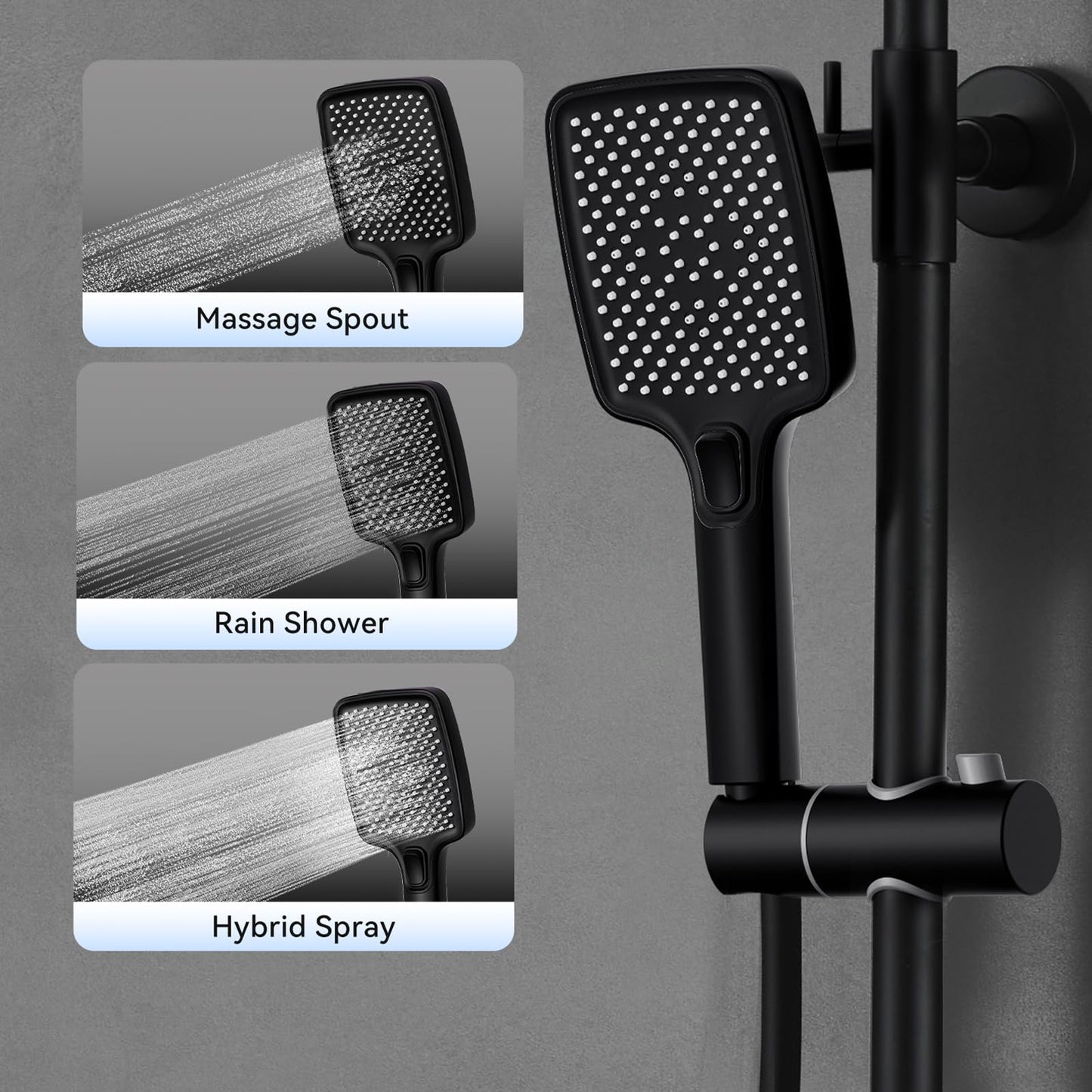 OihPaw Colonne de Douche Thermostatique Noir Mitigeur en Laiton Système de Douche avec Pommeau De Douche, Douchette, Bidet Douche, Robinet De Baignoire,Réglable Ensemble de Douche pour Salle de Bain