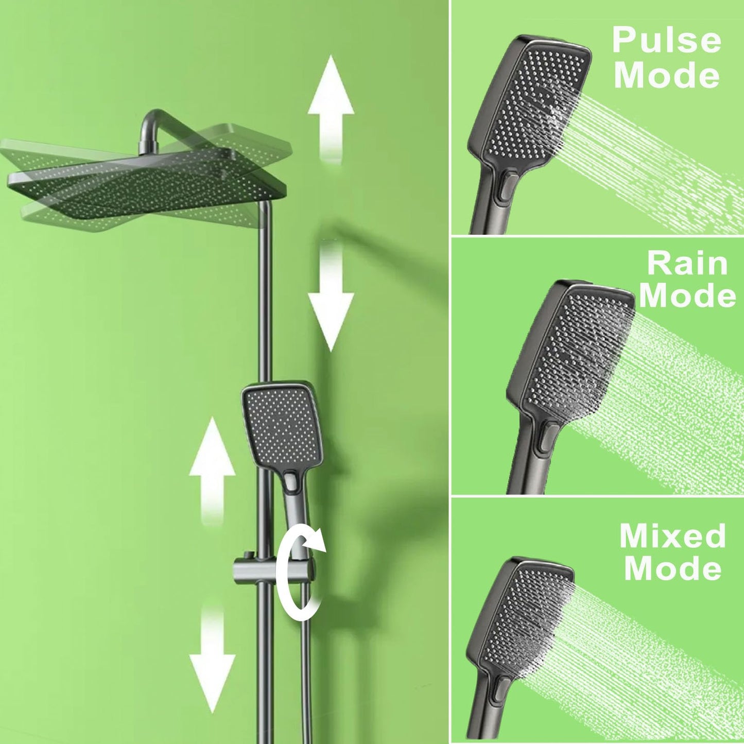 OihPaw Colonne de Douche Thermostatique avec Mitigeur, Système de Douche Affichage Numérique Kit de Douche Réglable Hauteur Ensemble Douche avec Douche de Tête