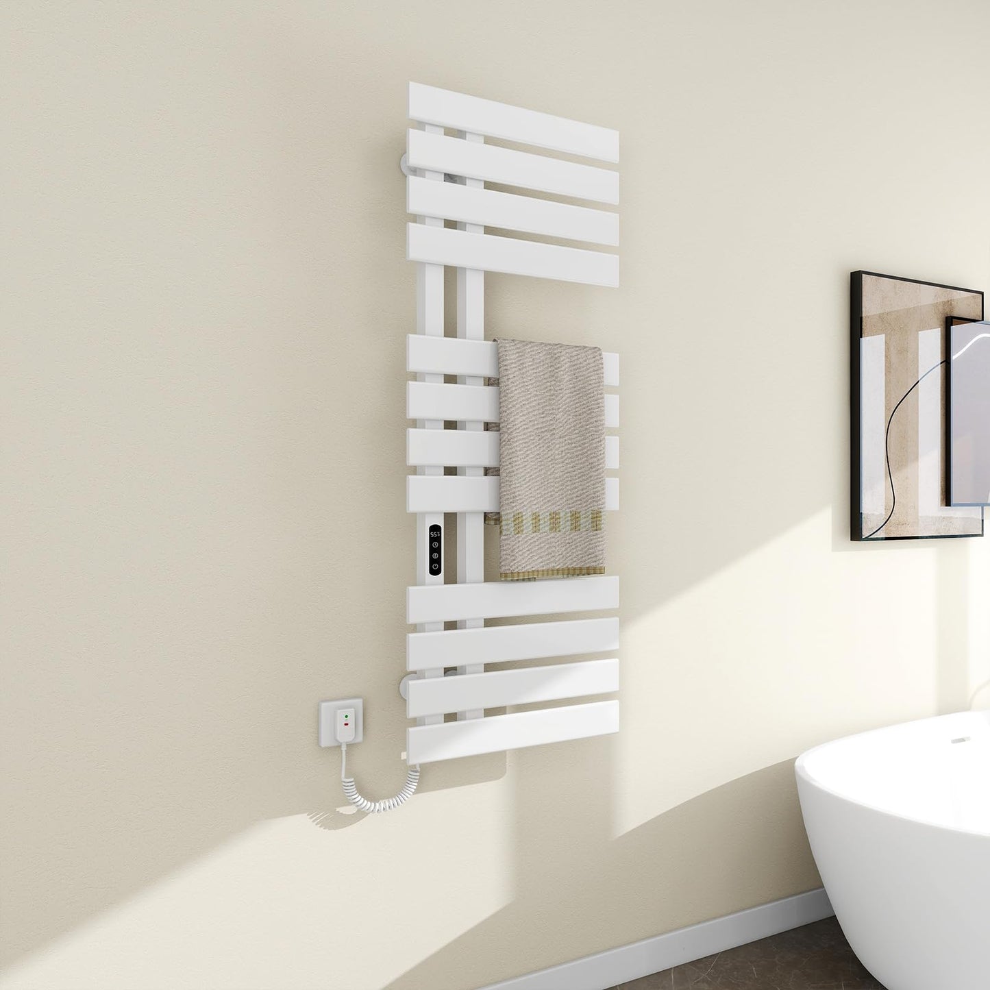 OihPaw Sèche serviette électrique,Chauffe-Serviettes à thermostat Intelligent WiFi,Porte-Serviettes électrique,Radiateur Salle de Bain
