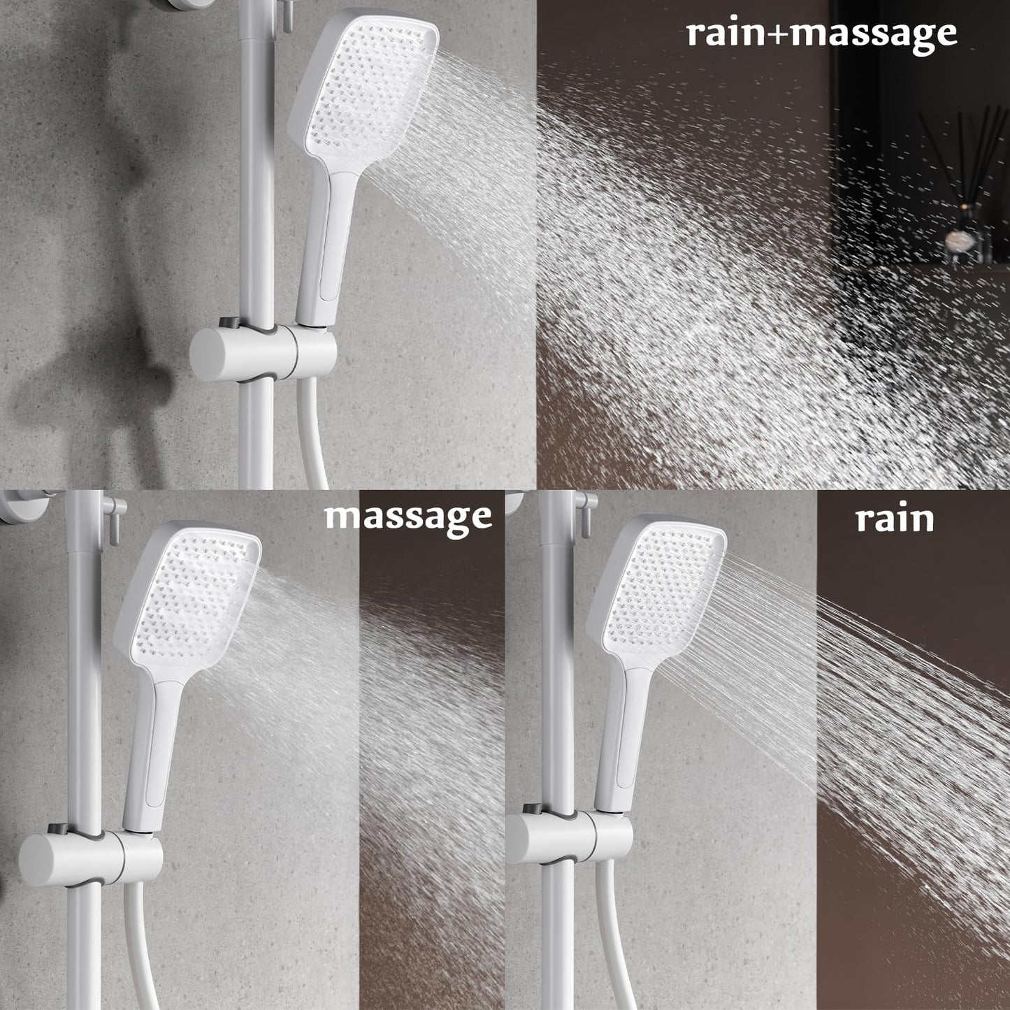 Colonne de Douche Thermostatique, Système de Douche avec Affichage Numérique LED Ensemble de Douche avec 32 * 20CM Pomme de Douche e Douchette à 3 Modes, Bec Baignoire, Bidet Douche (Blanc)