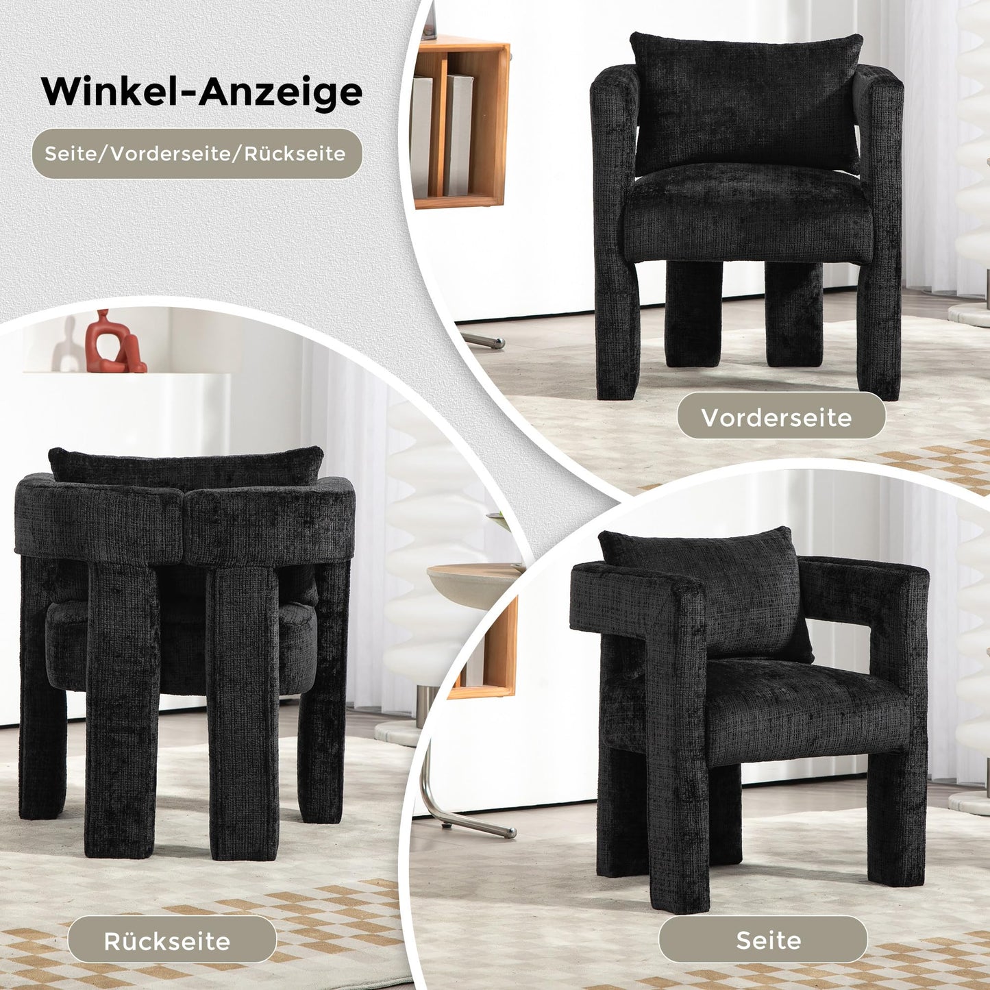 SHUGUANG Chenille Fauteuil de Loisirs, Fauteuil Salon Confortable Fauteuil Velours Utiliser Accoudoirs Creux, Chaise de Lecture avec Coussin Confortable en Vigueur Chambre à Coucher, Salon