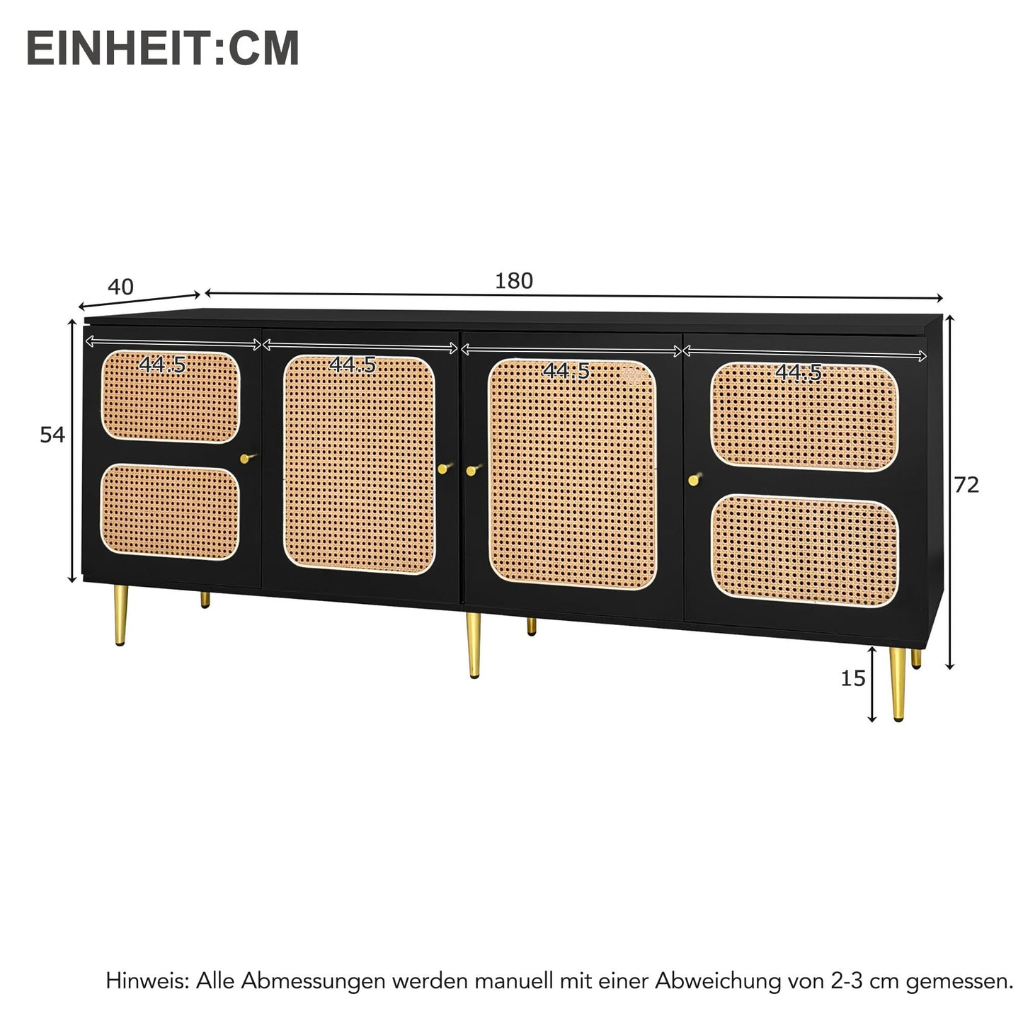 Meuble TV Blanc Banc TV en Rotin avec 4 Portes en Rotin,pour Téléviseurs Jusqu'à 80 pouces,180x40x72cm, Meubles TV élégants pour Salon Chambre,étagères réglables en Hauteur, Grand Espace de Rangement