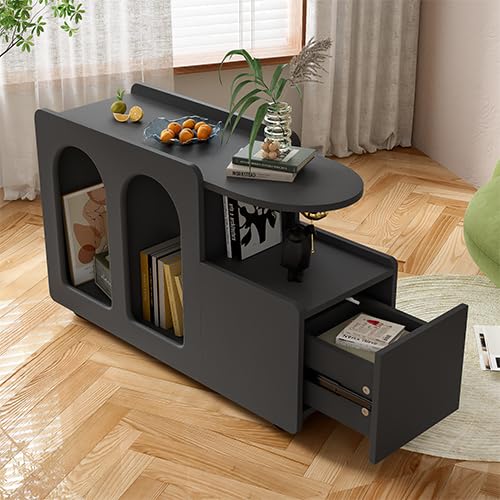 Peiaw Buffet,Meuble de Rangement,Commode,Compartiment Ouvert,Buffet Noir,82 x 30 x 53 cm Armoire latérale Design en Arc,Convient aux Restaurants, Chambres, balcons, Bureaux