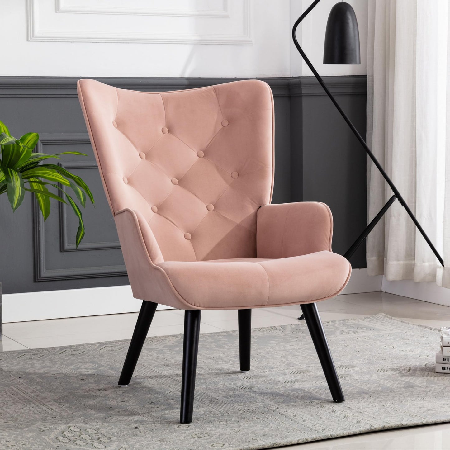 SHUGUANG Fauteuil Salon Confortable, Fauteuil Confortable Microsuède, Chaise Coiffeuse avec Cadre en Bois Massif, Style Rétro Médiéval Chaise de Lecture en Vigueur Chambre à Coucher, Salon