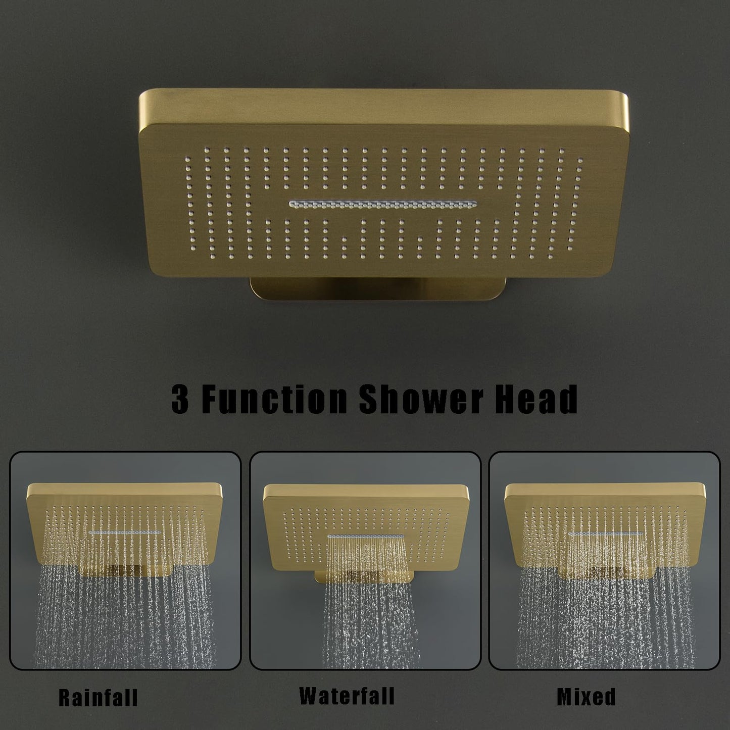 OihPaw Colonne de Douche Thermostatique Douche Encastrable Affichage Numérique Colonne de Douche Encastrable Or Brossé Ensemble de Douche avec Pommeau de Douche,Douchette