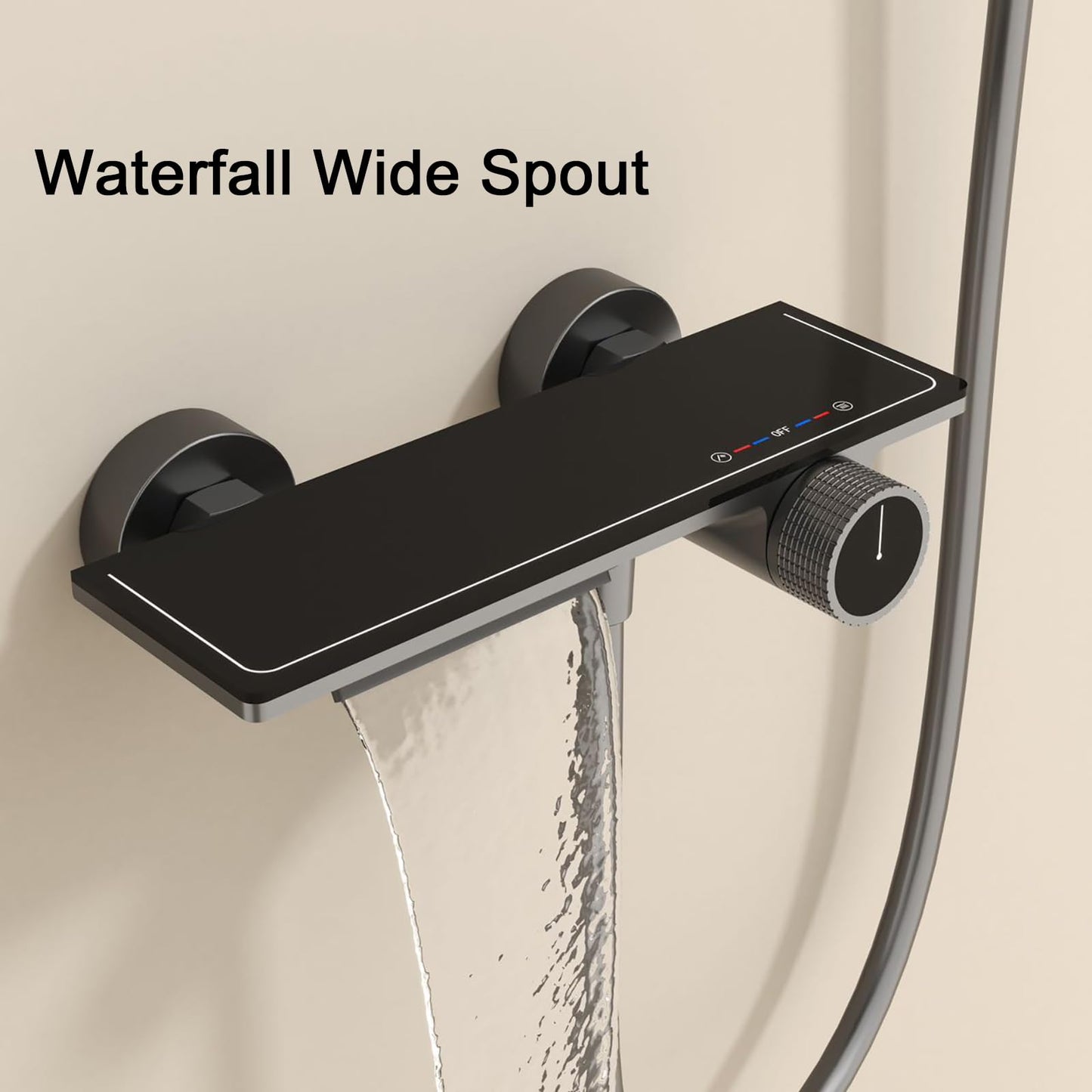 Robinet de Baignoire avec Douchette 3 Jets, Mitigeur Baignoire Cascade Laiton Mitigeur de Baignoire Mural Gris Pistolet Robinet Baignoire avec 150cm Tuyau et Tringle de Douche Réglable
