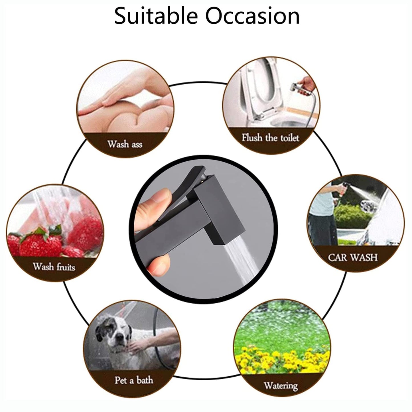 Pulvérisateur de Bidet, Noir Kit Douchette WC en Laiton Pulvérisateur de Bidet à Main Mural Pulvérisateur de Toilette pour Bidet pour l'hygiène Personnelle, le Nettoyage des Toilettes
