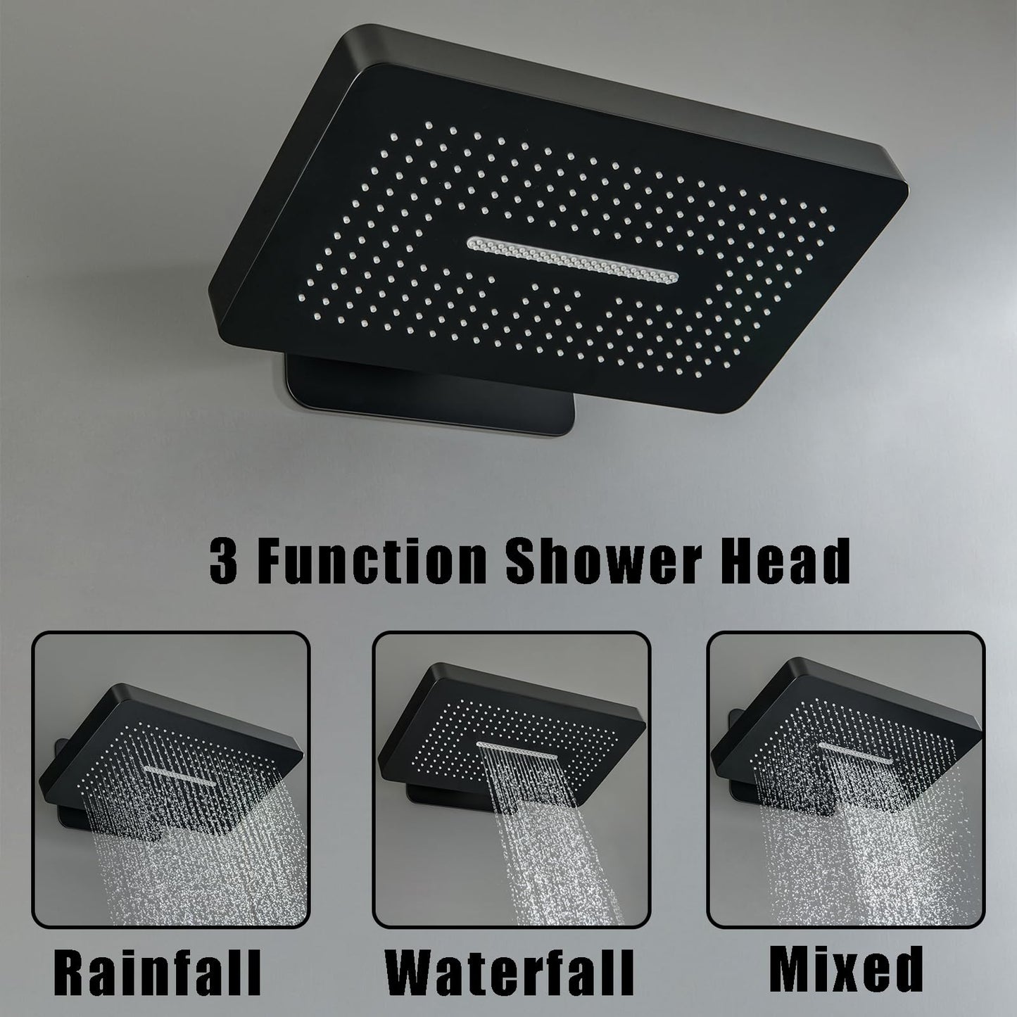 OihPaw Colonne de Douche Thermostatique Douche Encastrable Affichage Numérique Colonne de Douche Encastrable Noir Ensemble de Douche avec Pommeau de Douche,Douchette