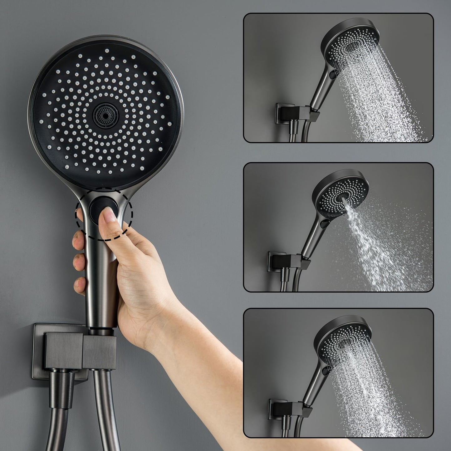 OihPaw Colonne de Douche Thermostatique Douche Encastrable Affichage Numérique Colonne de Douche Encastrable Gris Pistolet Ensemble de Douche avec 3 Fonctions Pommeau de Douche