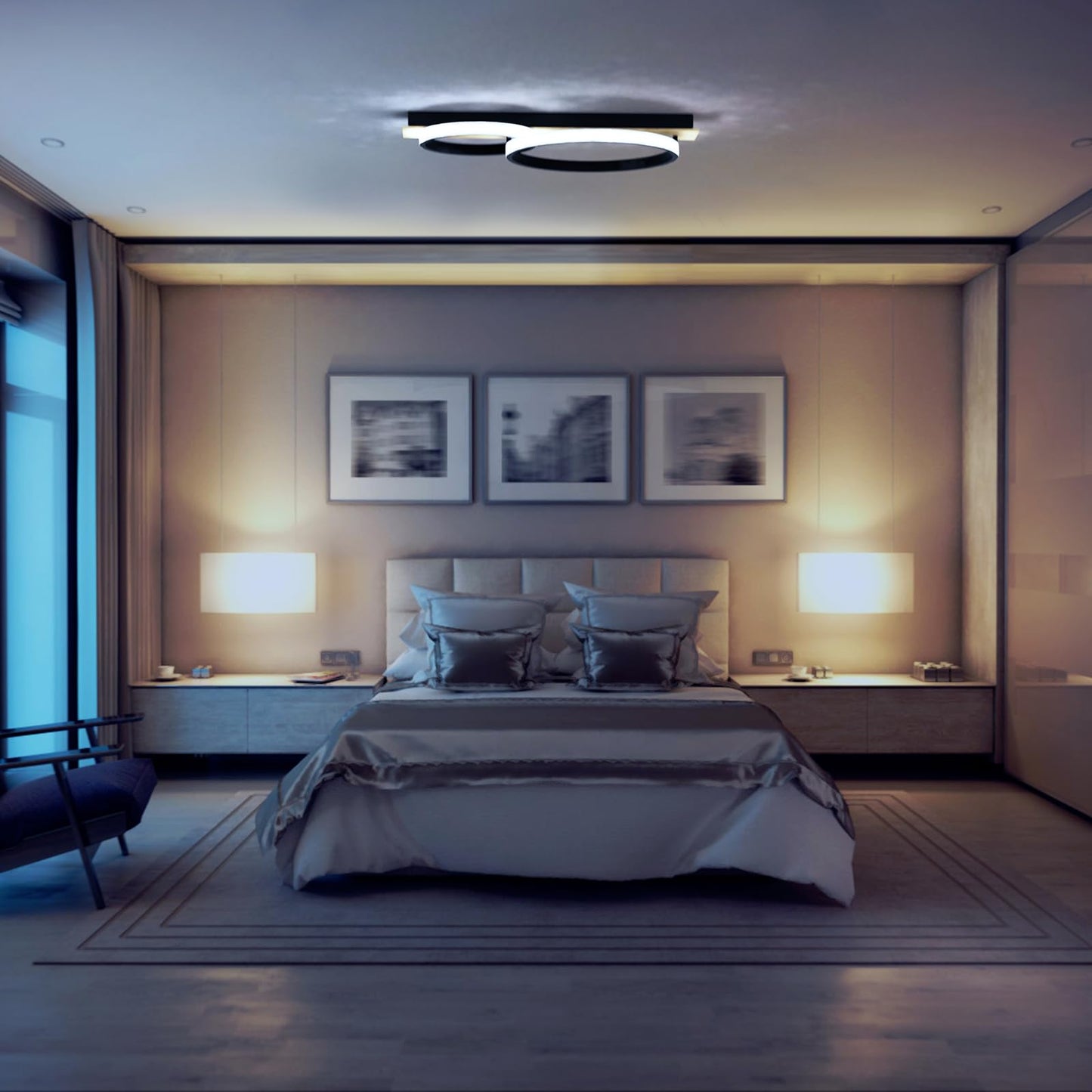 30W Plafonnier LED Dimmable, Luminaire Plafonnier avec Télécommande, Éclairage de Plafond Rond, Plafonnier pour Salle de Bain Chambre Salon Cuisine Couloir
