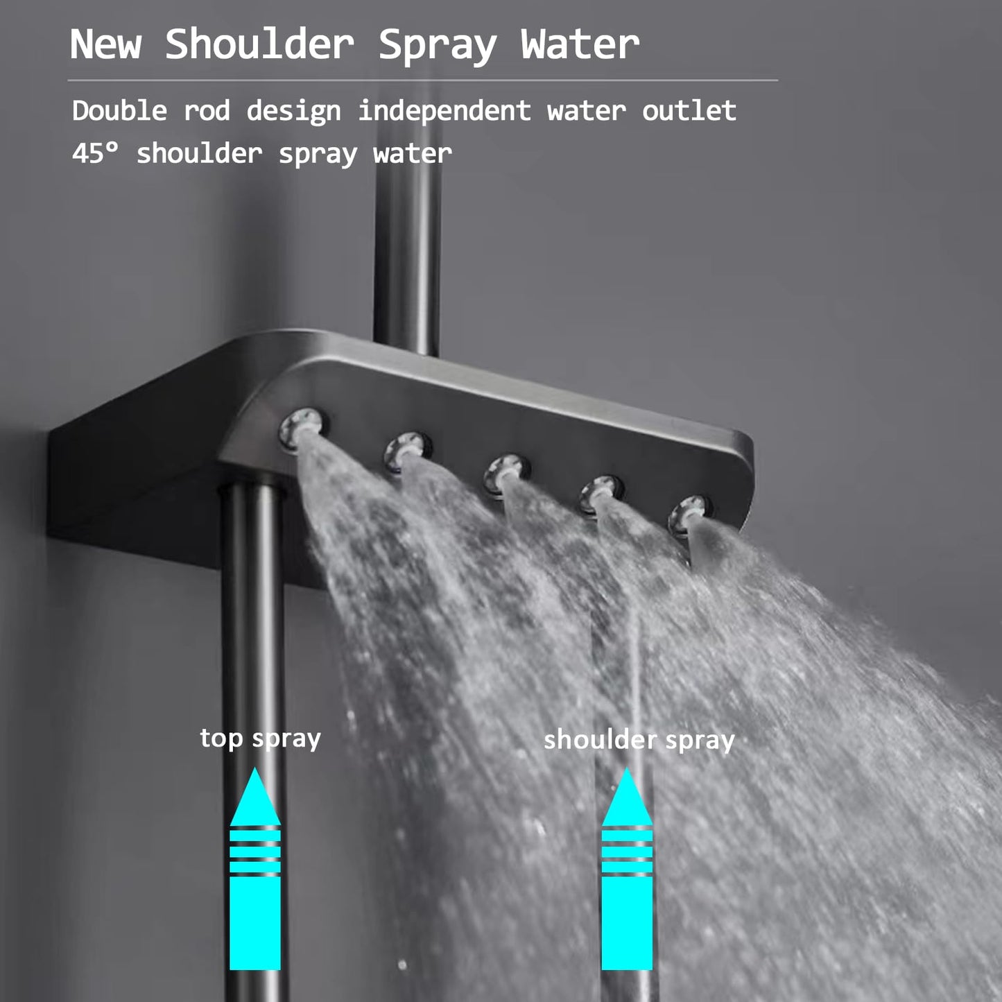 OihPaw Système de Douche Thermostatique,Colonne de Douche avec Affichage de la Température,Pulvérisateur d'épaule,Douche Bidet,Robinet de Douche de Baignoire,Pommeau de Douche,Douche à main