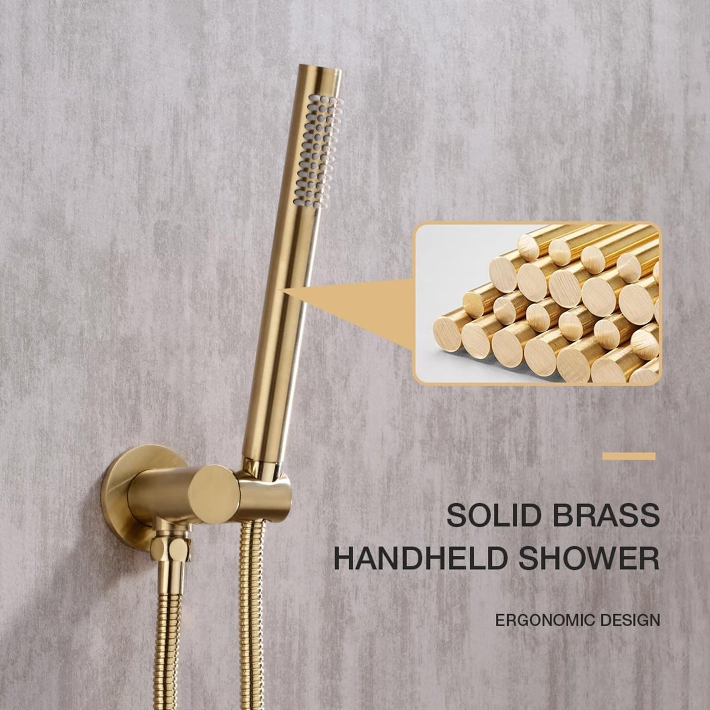 OihPaw Ensemble de Douche Encastrable Doré,Système de Douche À 2 Fonctions avec Pommeau de Douche Ronde 20CM et Douchette À Mains,Colonne De Douche Encastré pour Salle de Bains