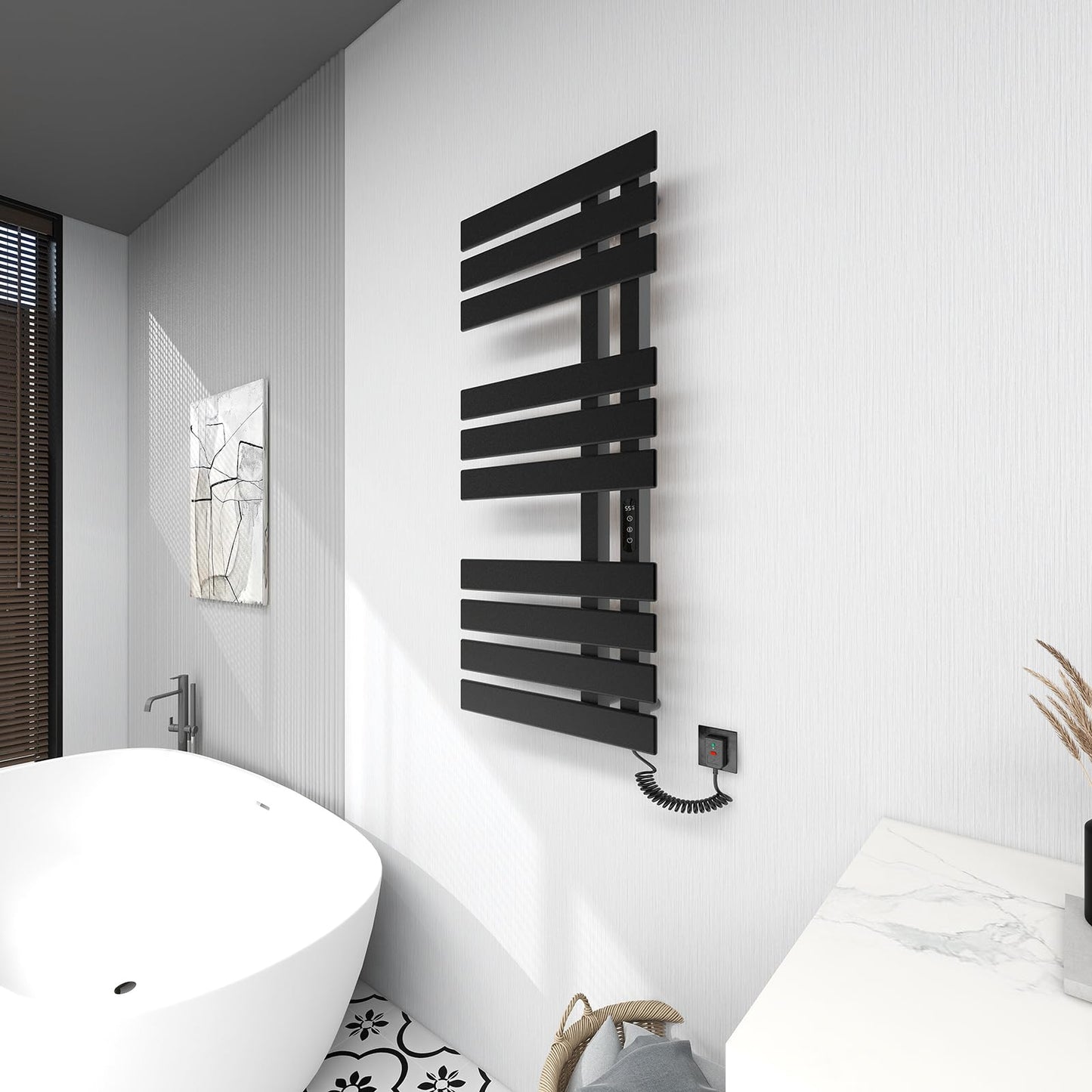 OihPaw Sèche serviette électrique,Chauffe-Serviettes à thermostat Intelligent WiFi,Porte-Serviettes électrique,Fonction de synchronisation,500x1100mm - G580