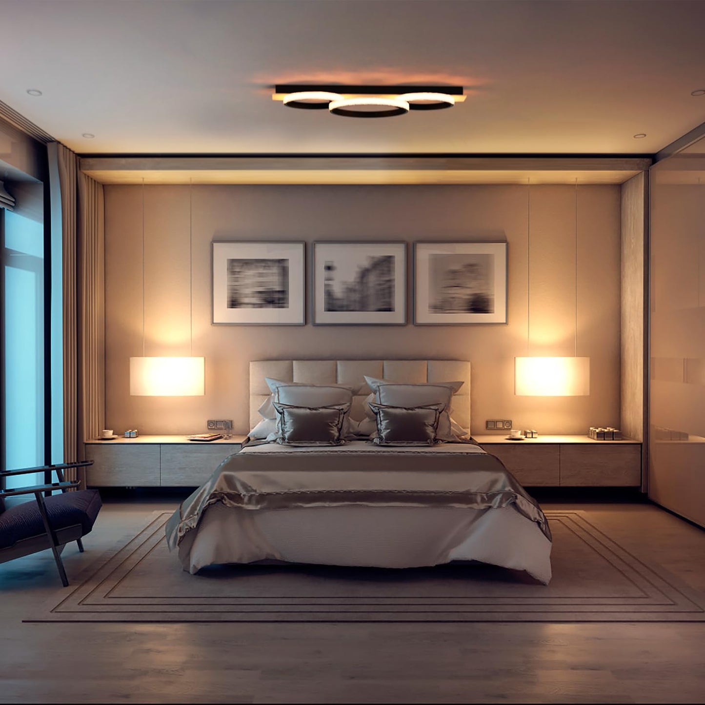 36W Plafonnier LED Dimmable, Luminaire Plafonnier avec Télécommande, Éclairage de Plafond Rond, Plafonnier pour Salle de Bain Chambre Salon Cuisine Couloir
