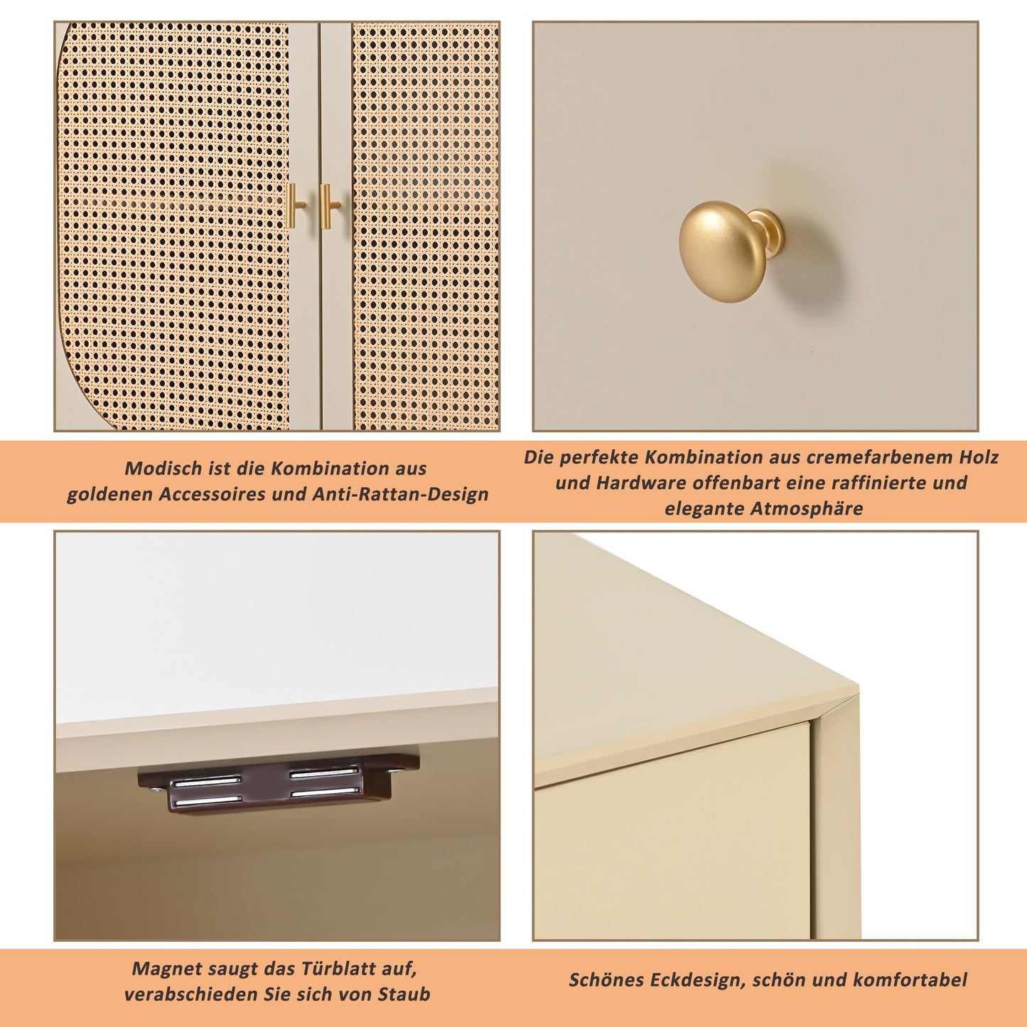 Buffet Salon Élégant Commode avec 2 Portes et 3 Tiroirs, Meuble Buffet, Grand Espace de Rangement, Bahut Blanc Cassé, Meuble de Rangement Idéal pour Chambre, Entrée, Salle à Manger, 120x40x82,5 cm