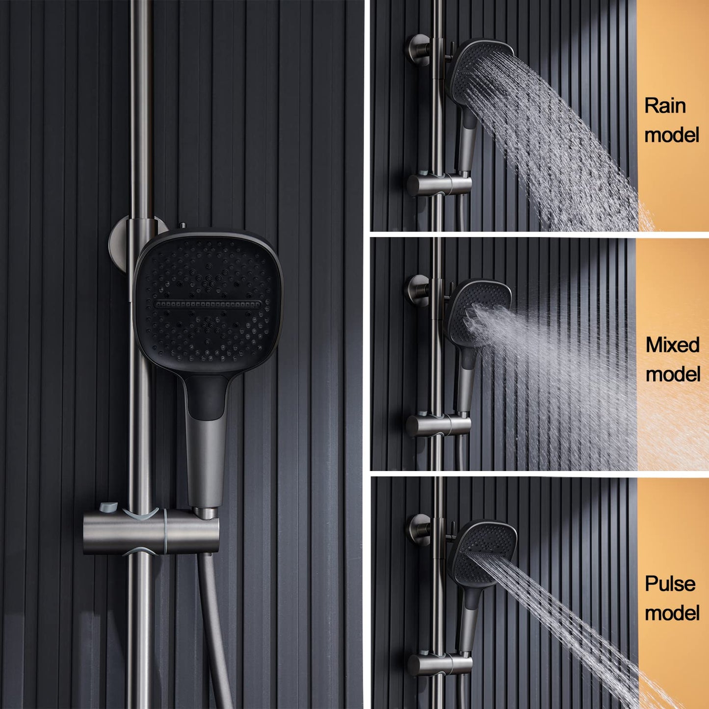 OihPaw Colonne de Douche Thermostatique Gris, Réglable Hauteur Système de Douche, éclairage d'ambiance LED, Ensemble de Douche avec Bec de Baignoire Cascade, Douchette