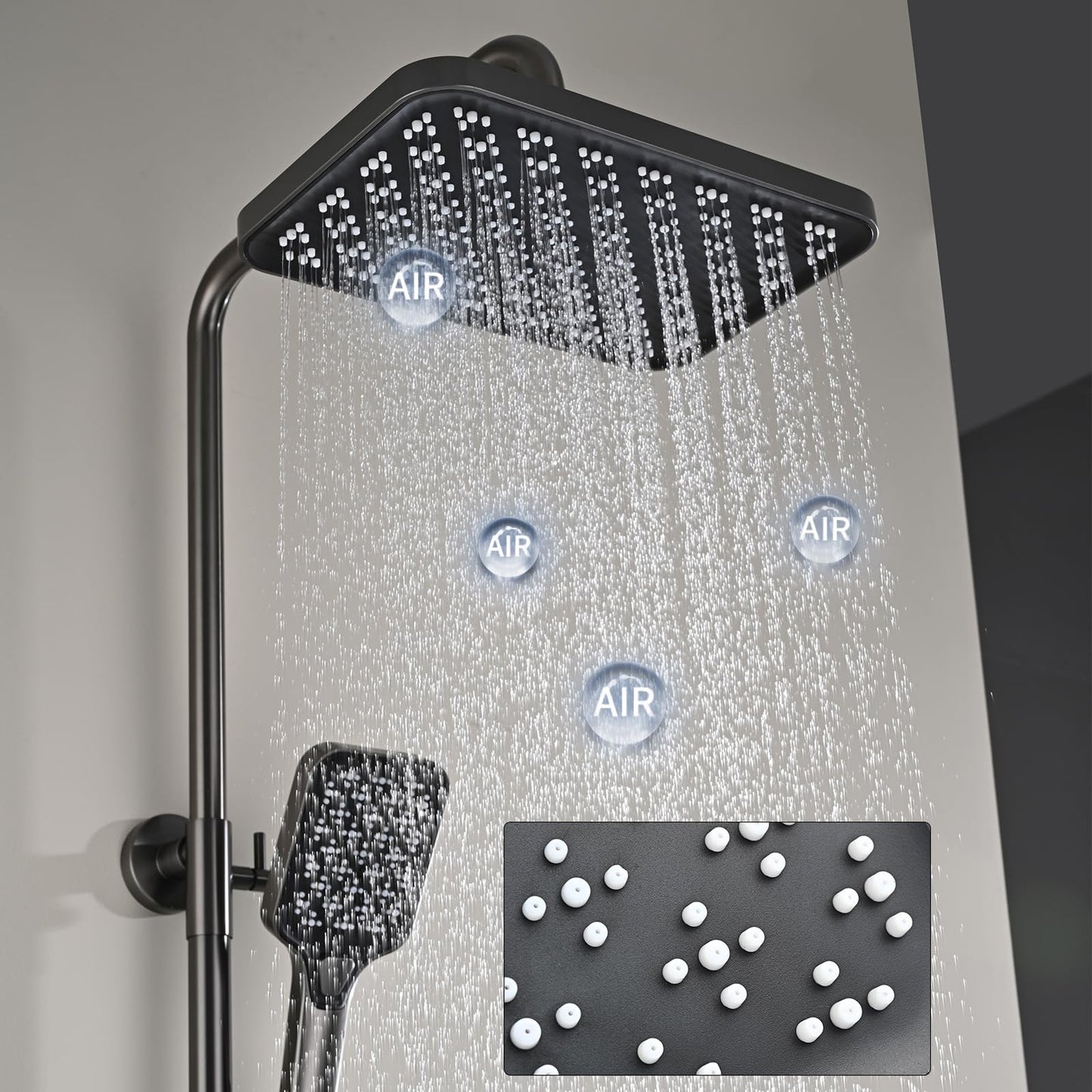 OihPaw Colonne De Douche Thermostatique Gris Ensemble de Douche 5 Fonctions Système de Douche avec Affichage Numérique LED, Douche de Tête 30x20CM, Pommeau Douche 3 Modes