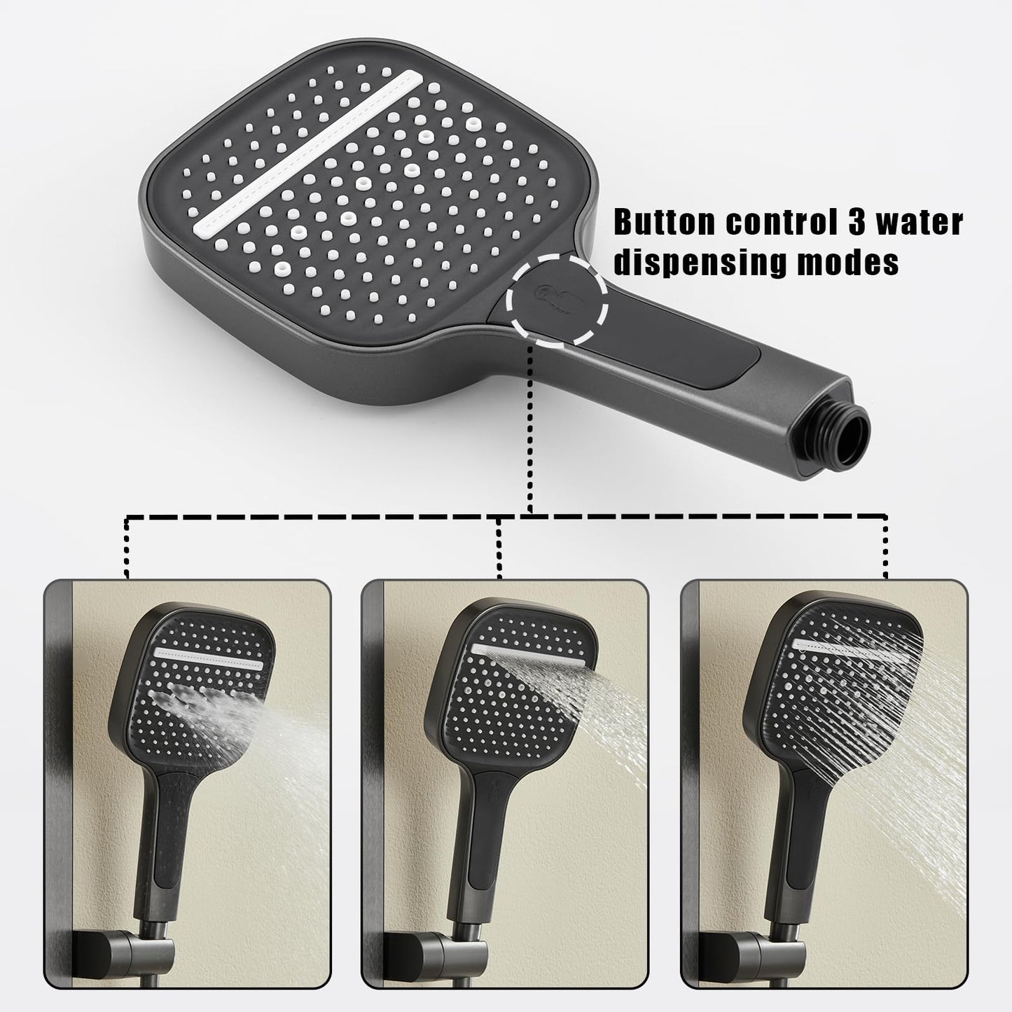 OihPaw Colonne de Douche Thermostatique Colonne Douche Salle de Bain Affichage Numérique Colonne de Douche avec Mitigeur,Gris Pistolet Ensemble de Douche avec Pommeau de douche,Douchette