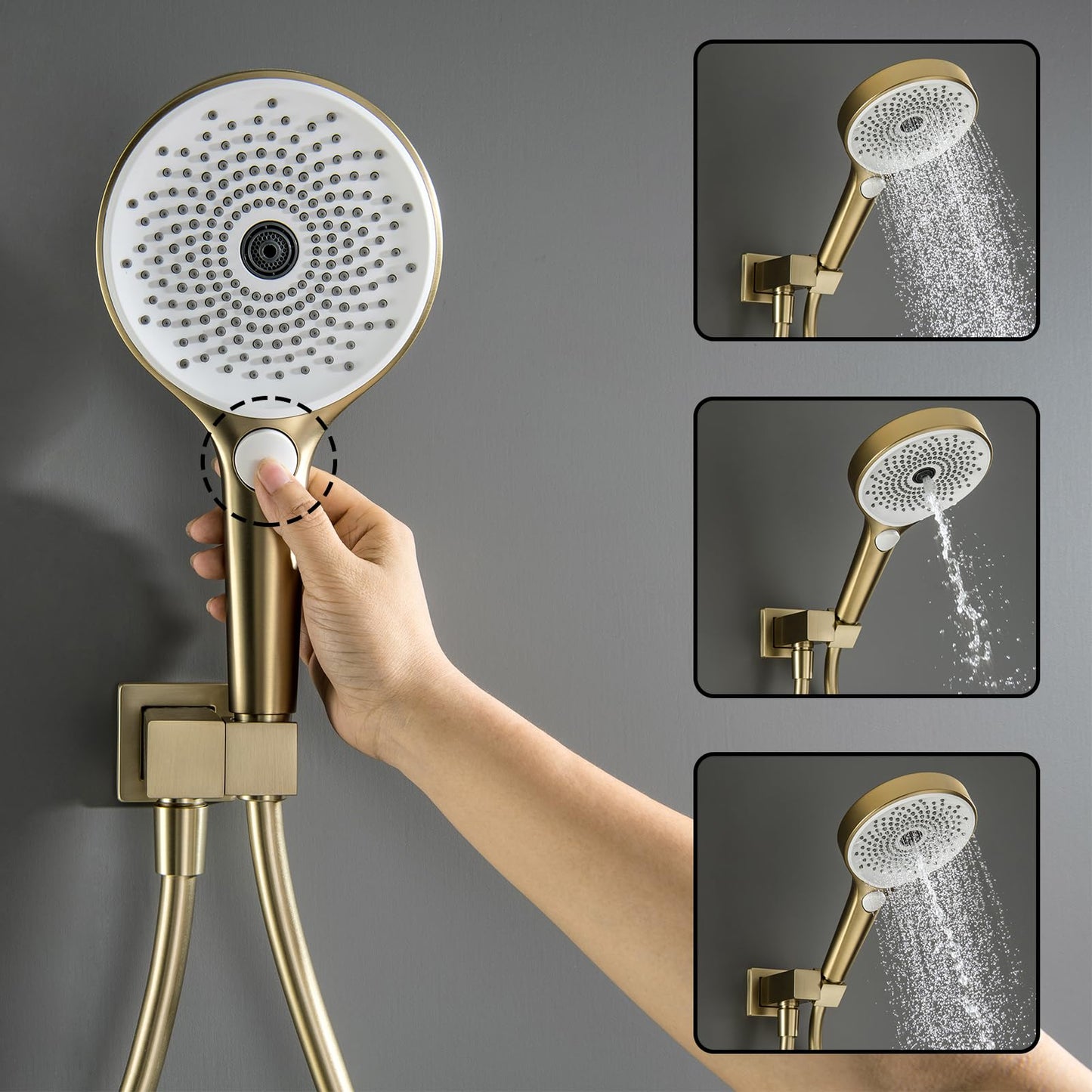 OihPaw Colonne de Douche Thermostatique Douche Encastrable Affichage Numérique Colonne de Douche Encastrable Or Brossé Ensemble de Douche avec Pommeau de Douche,Douchette