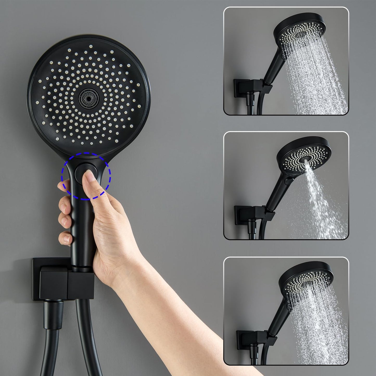 OihPaw Colonne de Douche Thermostatique Douche Encastrable Affichage Numérique Colonne de Douche Encastrable Noir Ensemble de Douche avec 3 Fonctions Pommeau de Douche,Douchette