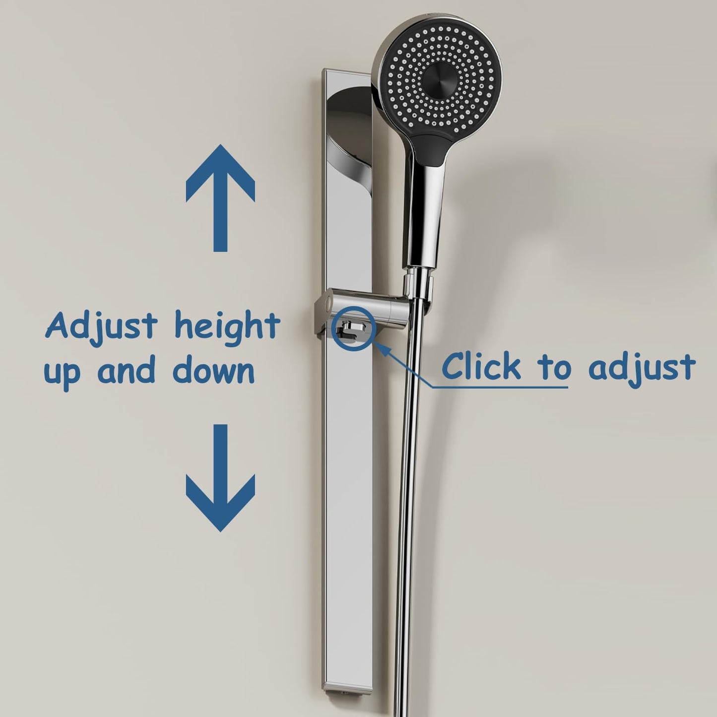 Robinet de Baignoire avec Douchette 3 Jets, Mitigeur Baignoire Cascade Mitigeur de Baignoire Mural Robinet Baignoire avec 150cm Tuyau et Tringle de Douche Réglable (Chrome)