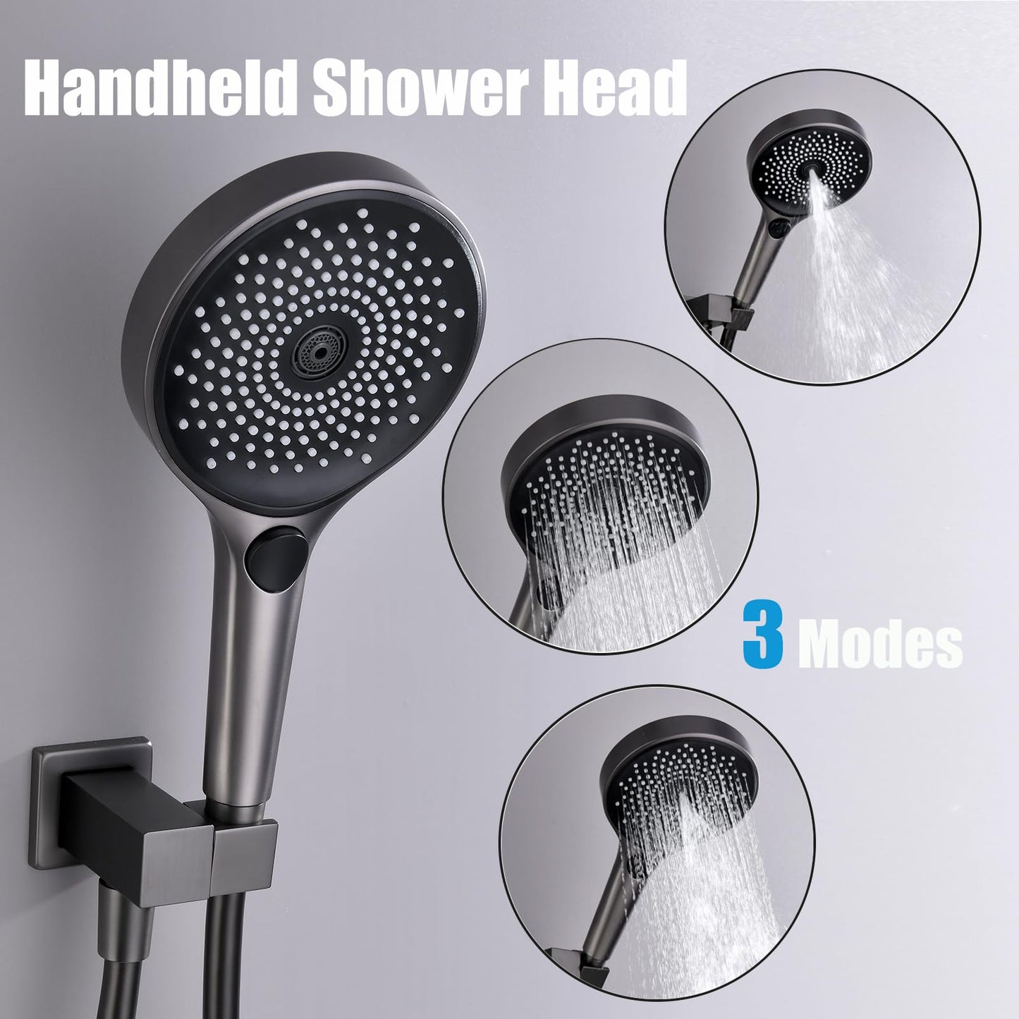 OihPaw Colonne de Douche Noir Thermostatique Encastrable,Ensemble de Douche Mural Affichage Numérique,Système de Douche Encastré avec Douchette 3 Modes et 32cm Douche de Tête