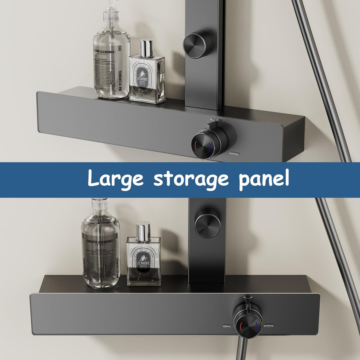 Système de Douche, Colonne de Douche avec Mitigeur Ensemble de Douche 4 voies Mural Kit de Douche avec Pomme de Douche y Douchette, Spray Dorsal, Bec de Baignoire (Gris Pistolet)