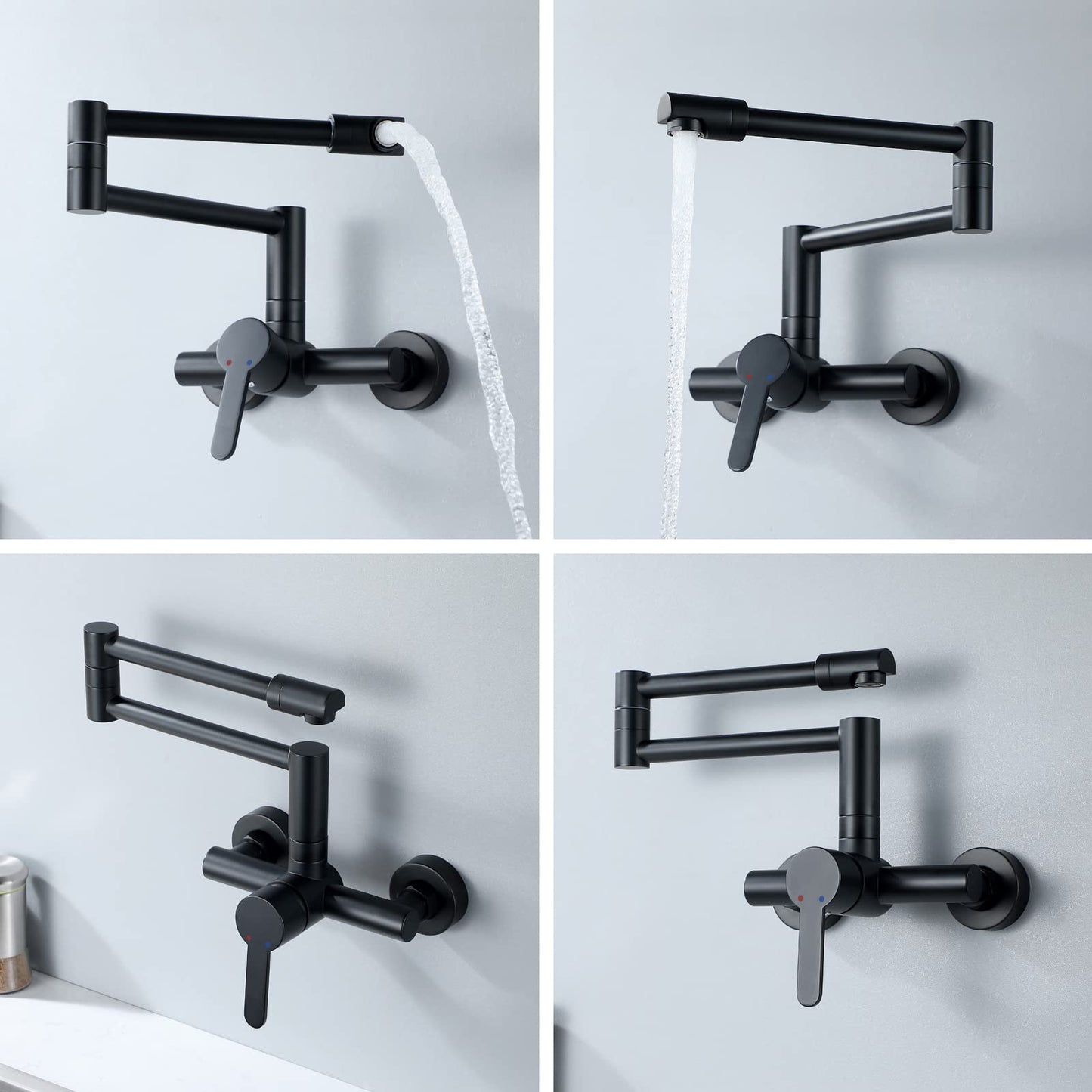 Robinet de Cuisine, Or Rose Robinet Mitigeur Mural Monocommande avec Bras Oscillant et Chaude et Froide Réglable Robinet Évier Rotatif à 360° pour Salle de Bain et Cuisine Laiton