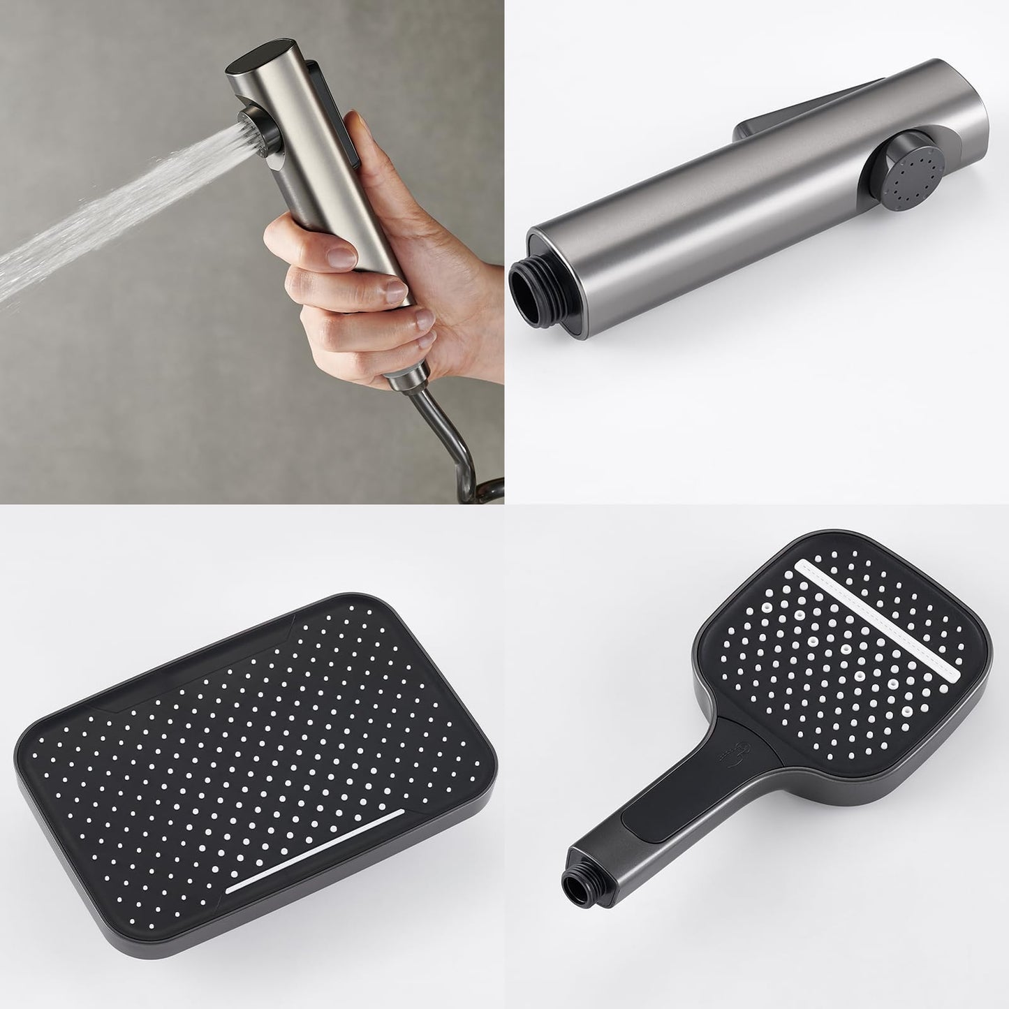 OihPaw Système de douche avec thermostat, robinet de douche - Affichage numérique LED - Kit de douche avec lumière ciel étoilé - 5 voies - Avec bec cascade - Pommeau de douche 3 modes
