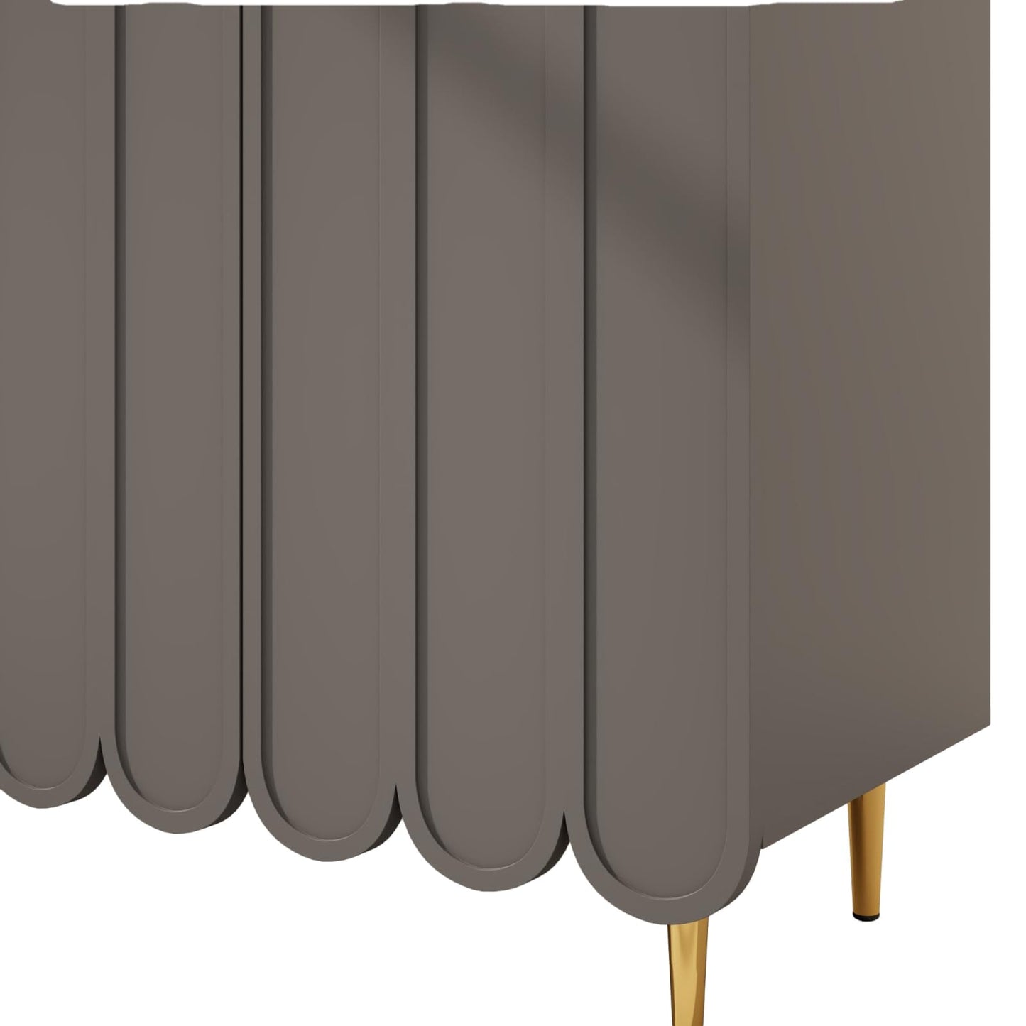 Peiaw Buffet,Meuble de Rangement Gris,Placard,Bibliothèque,Buffet à 3 Portes,Buffet avec Pieds cylindriques dorés,120 x 40 x 151 cm,Convient pour Le Bureau du Salon de la Cuisine