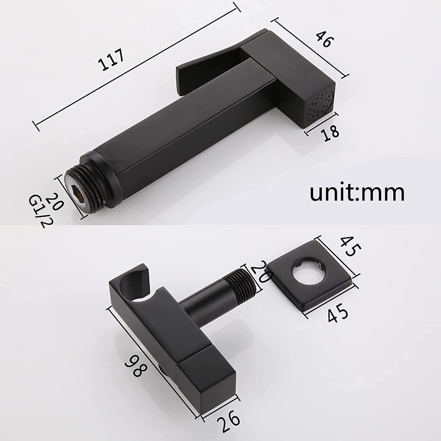 Pulvérisateur de Bidet, Noir Kit Douchette WC en Laiton Pulvérisateur de Bidet à Main Mural Pulvérisateur de Toilette pour Bidet pour l'hygiène Personnelle, le Nettoyage des Toilettes